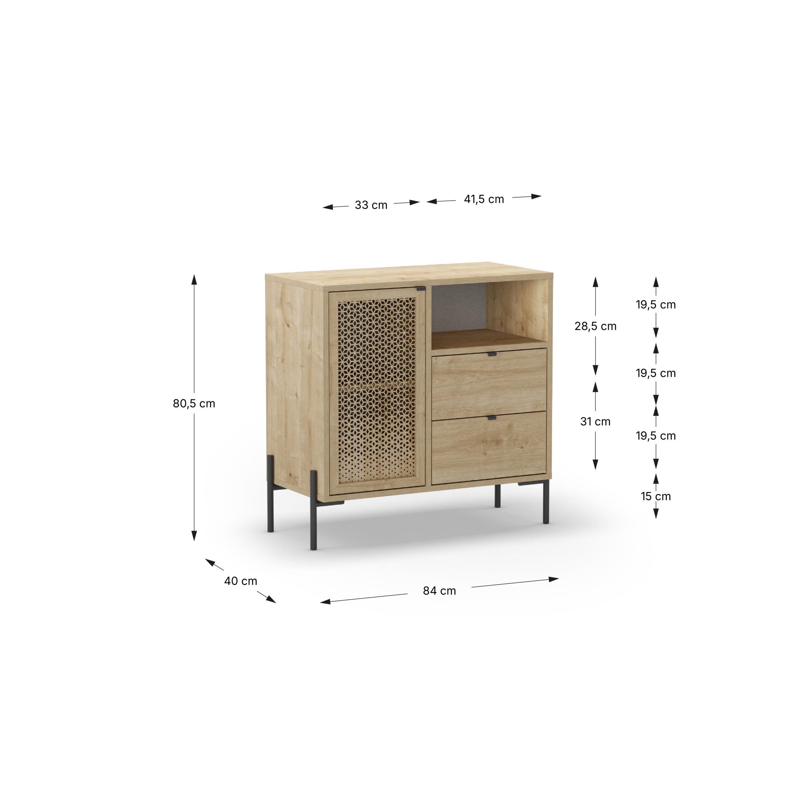 MUEBLE AUX. INCA 1P1H2C ROBLE PATA METAL - Imagen 4