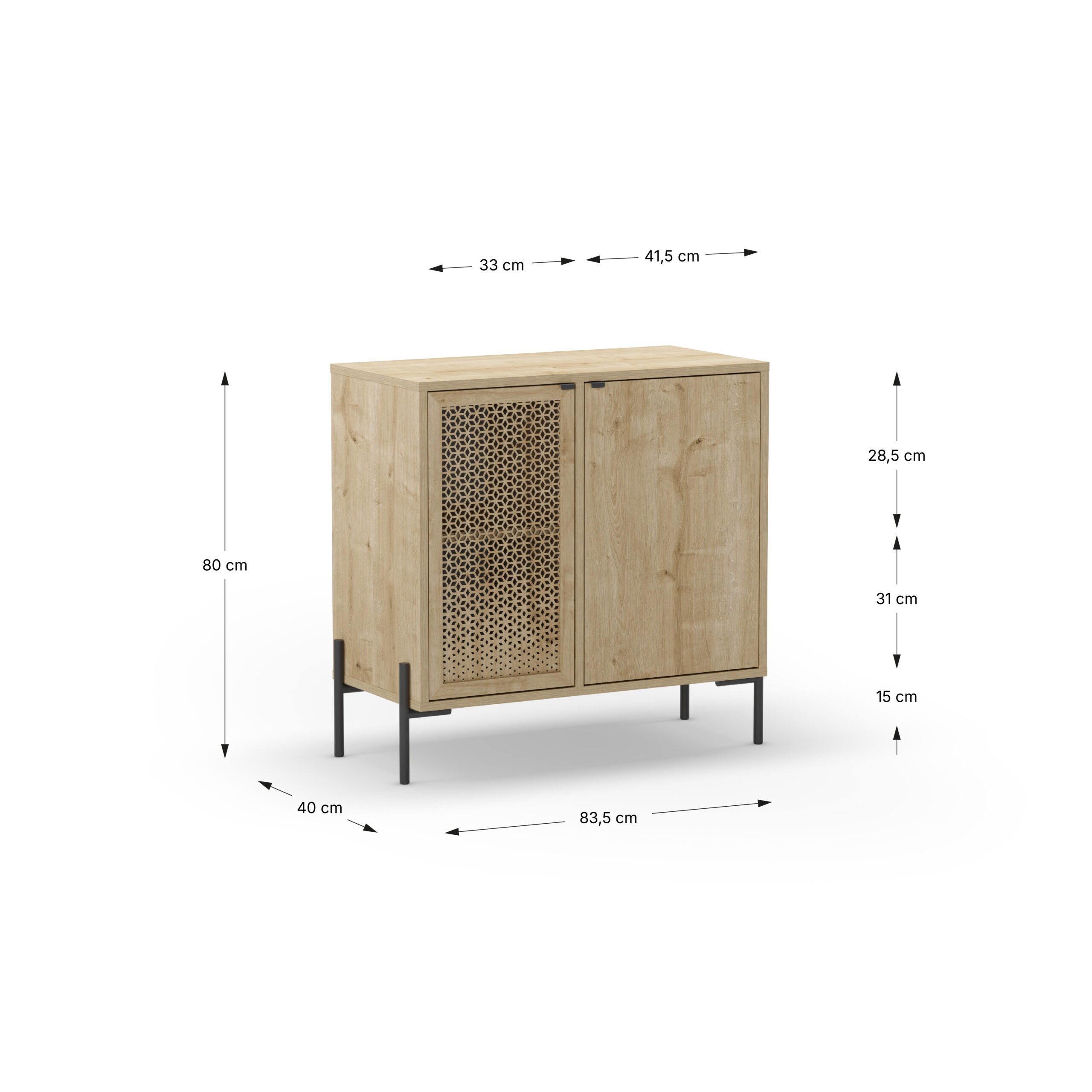 MUEBLE AUX./COMODA INCA 2P ROBLE PATA METAL - Imagen 4