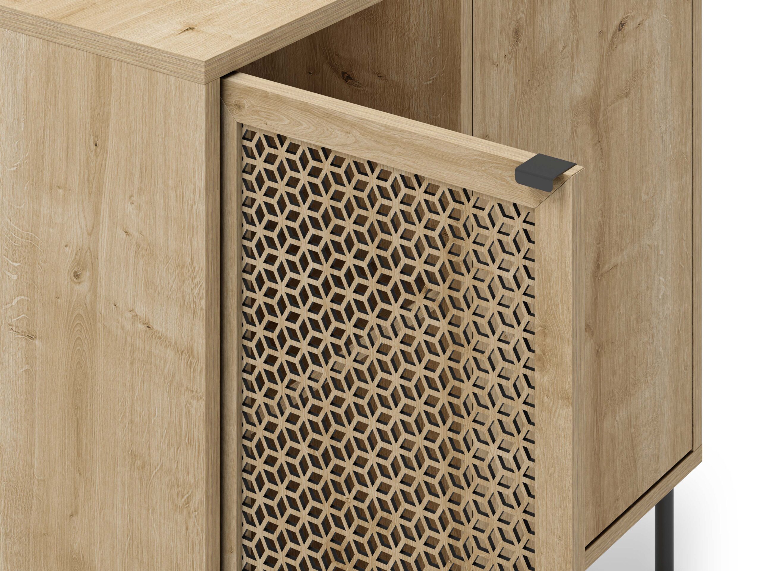 MUEBLE AUX./COMODA INCA 2P ROBLE PATA METAL - Imagen 5