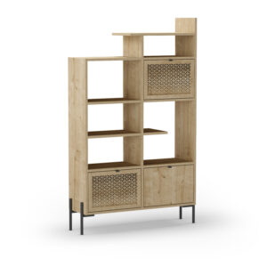 LIBRERIA INCA 3P ROBLE PATA METAL