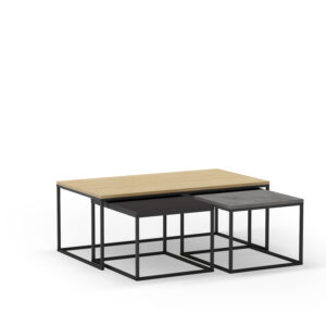 SET 3 MESAS CENTRO CAMELIA ROBLE/CEMENTO/NEGRO SIL