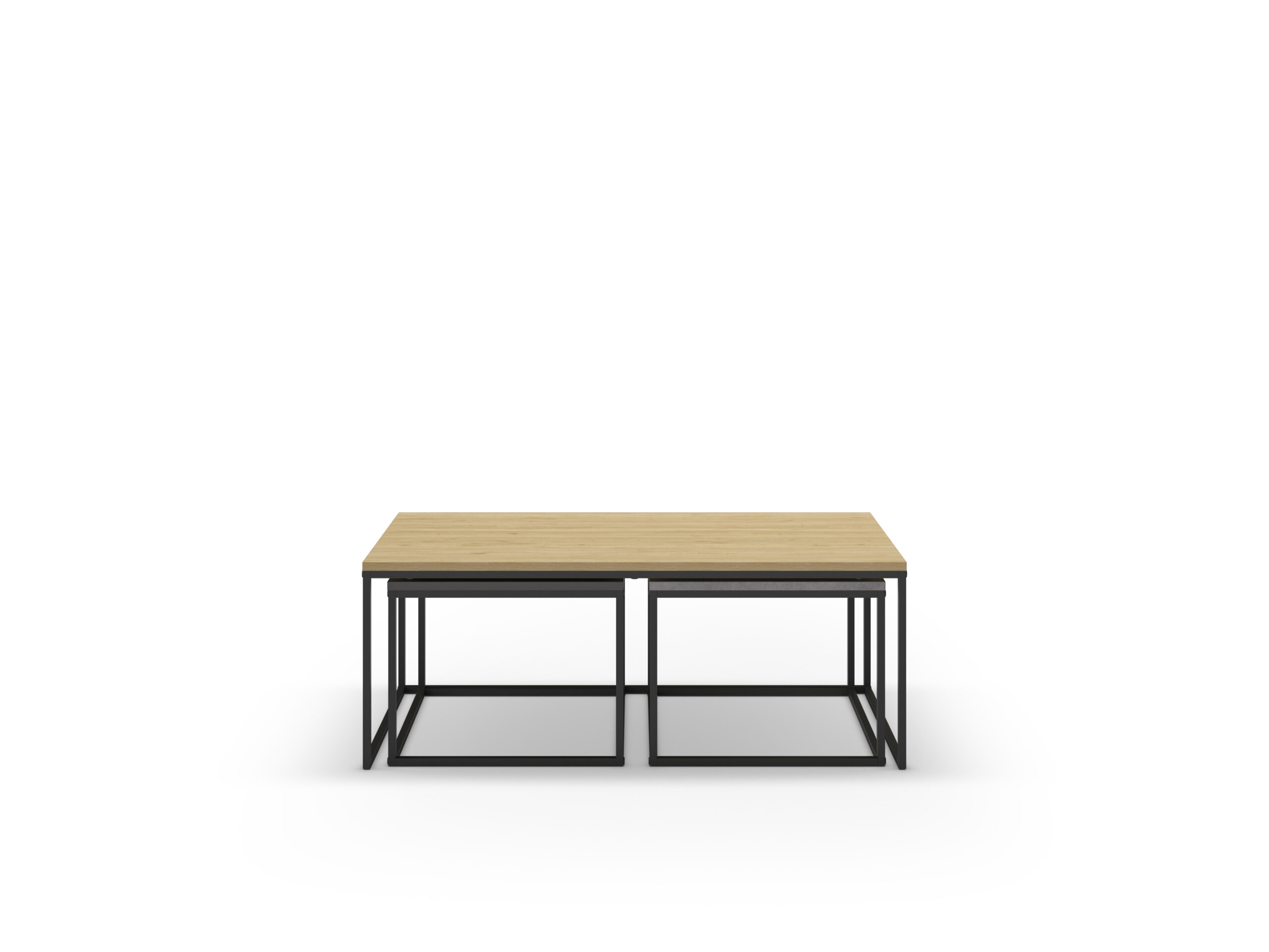 SET 3 MESAS CENTRO CAMELIA ROBLE/CEMENTO/NEGRO SIL - Imagen 6