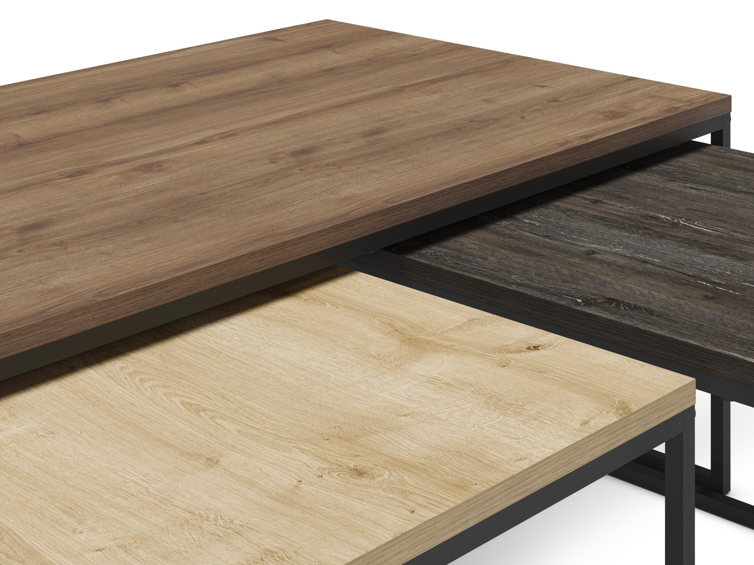 SET 3 MESAS CENTRO CAMELIA NOGAL/ROBLE/MARRON OSCU - Imagen 5