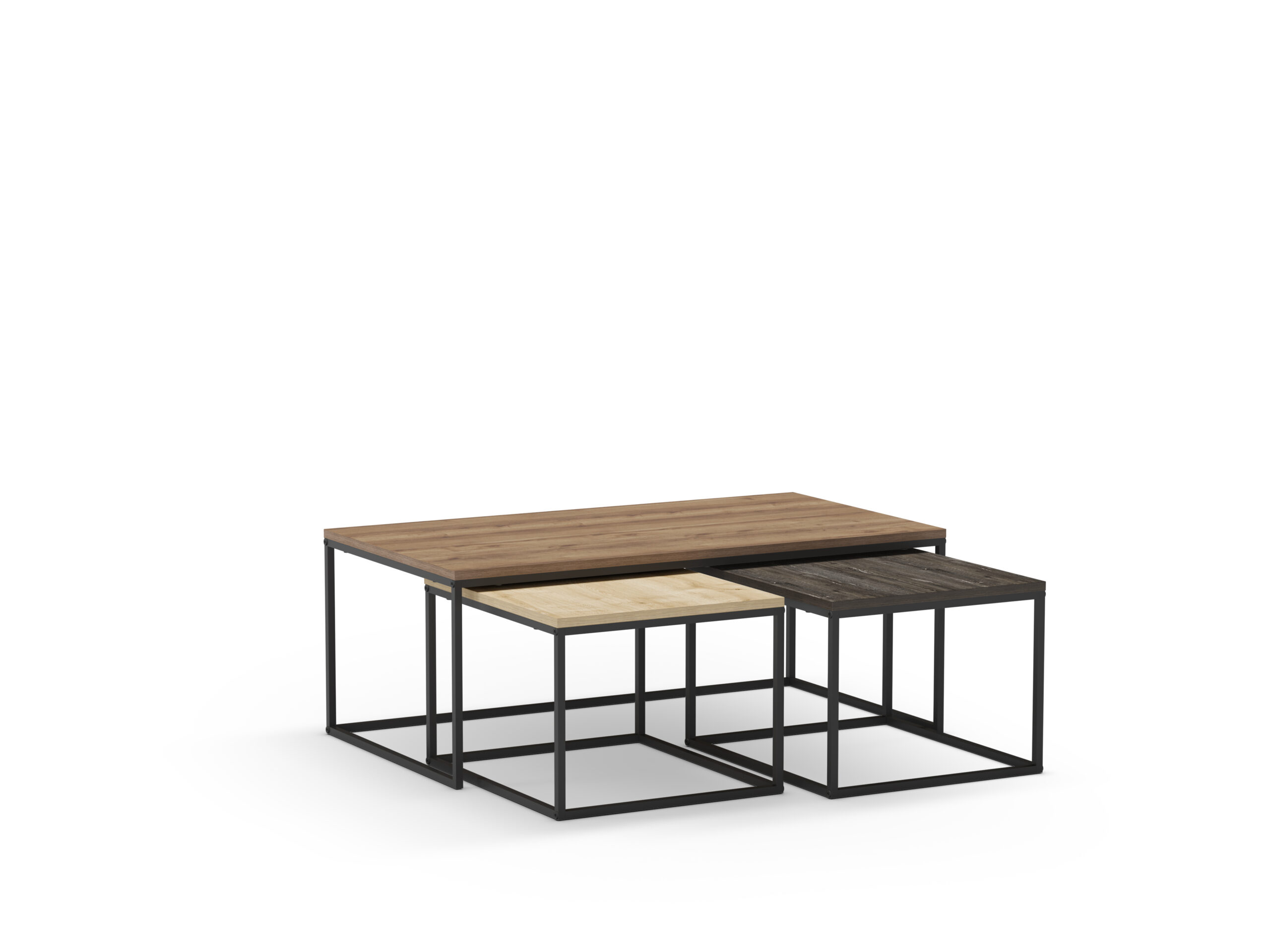 SET 3 MESAS CENTRO CAMELIA NOGAL/ROBLE/MARRON OSCU