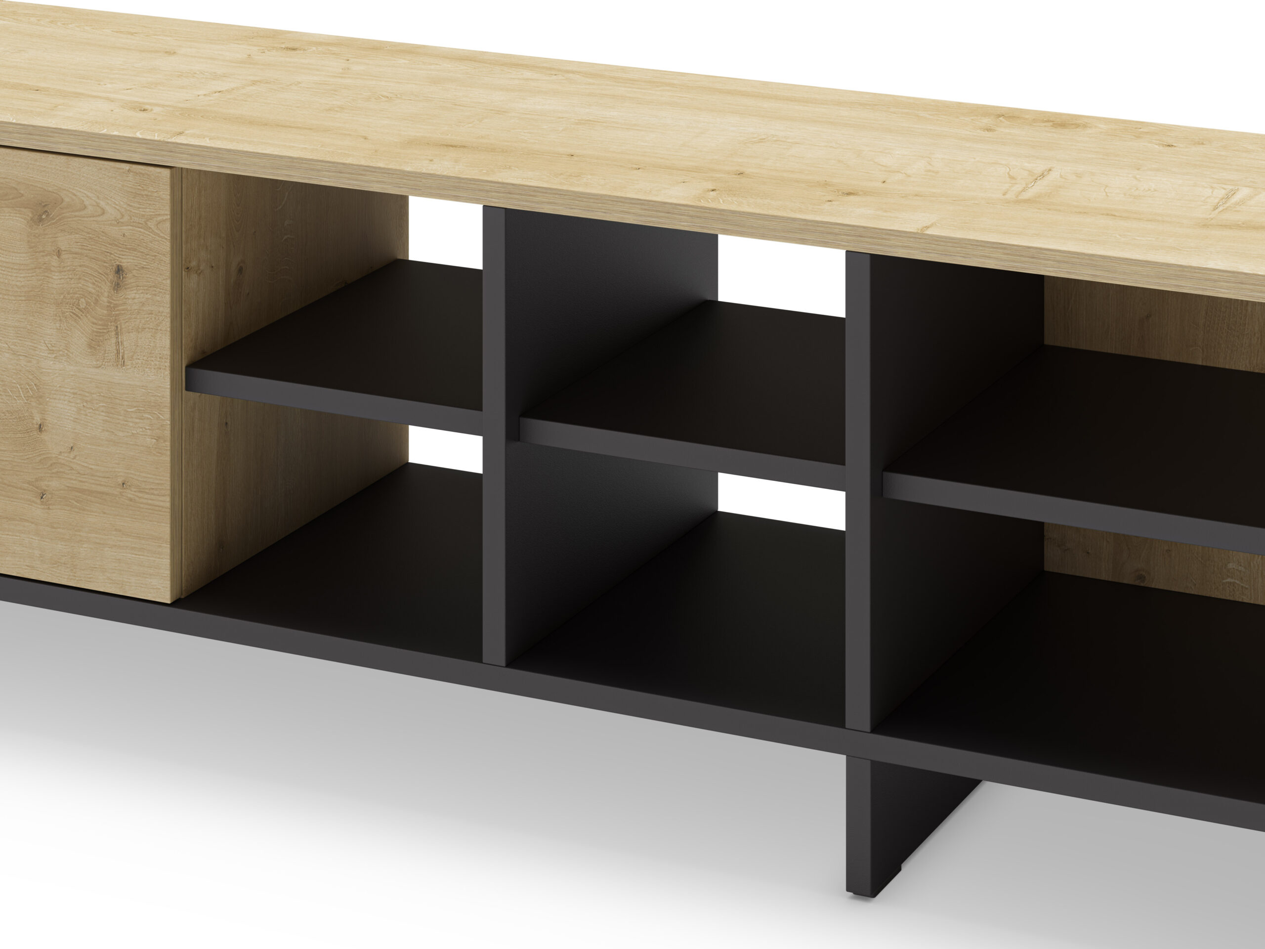 MUEBLE TV CEQUOIA 2P 230CM ROBLE/NEGRO SILKY - Imagen 5
