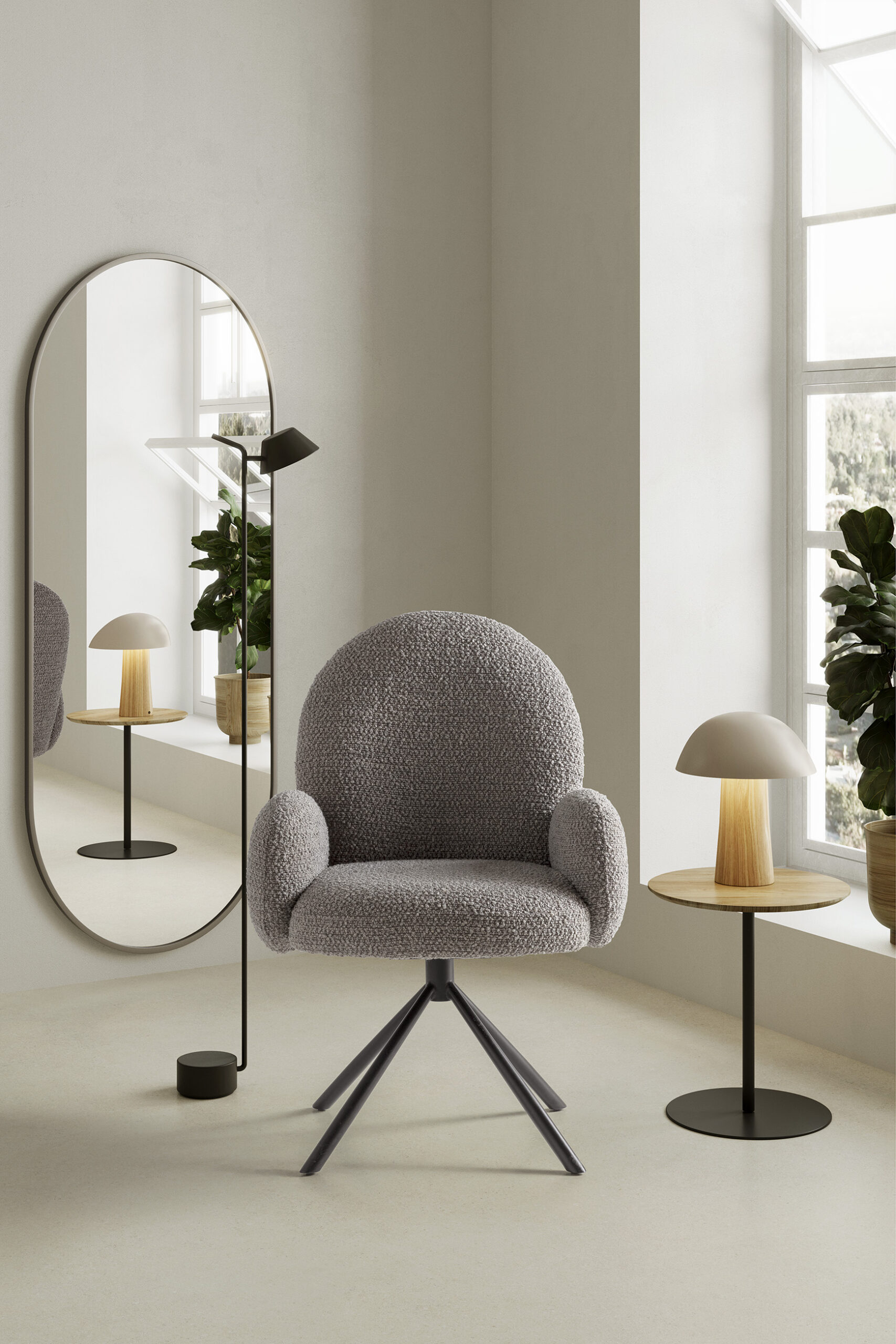 SILLON GIRATORIO DARIO GRIS CLARO 1P/CAJA - Imagen 2