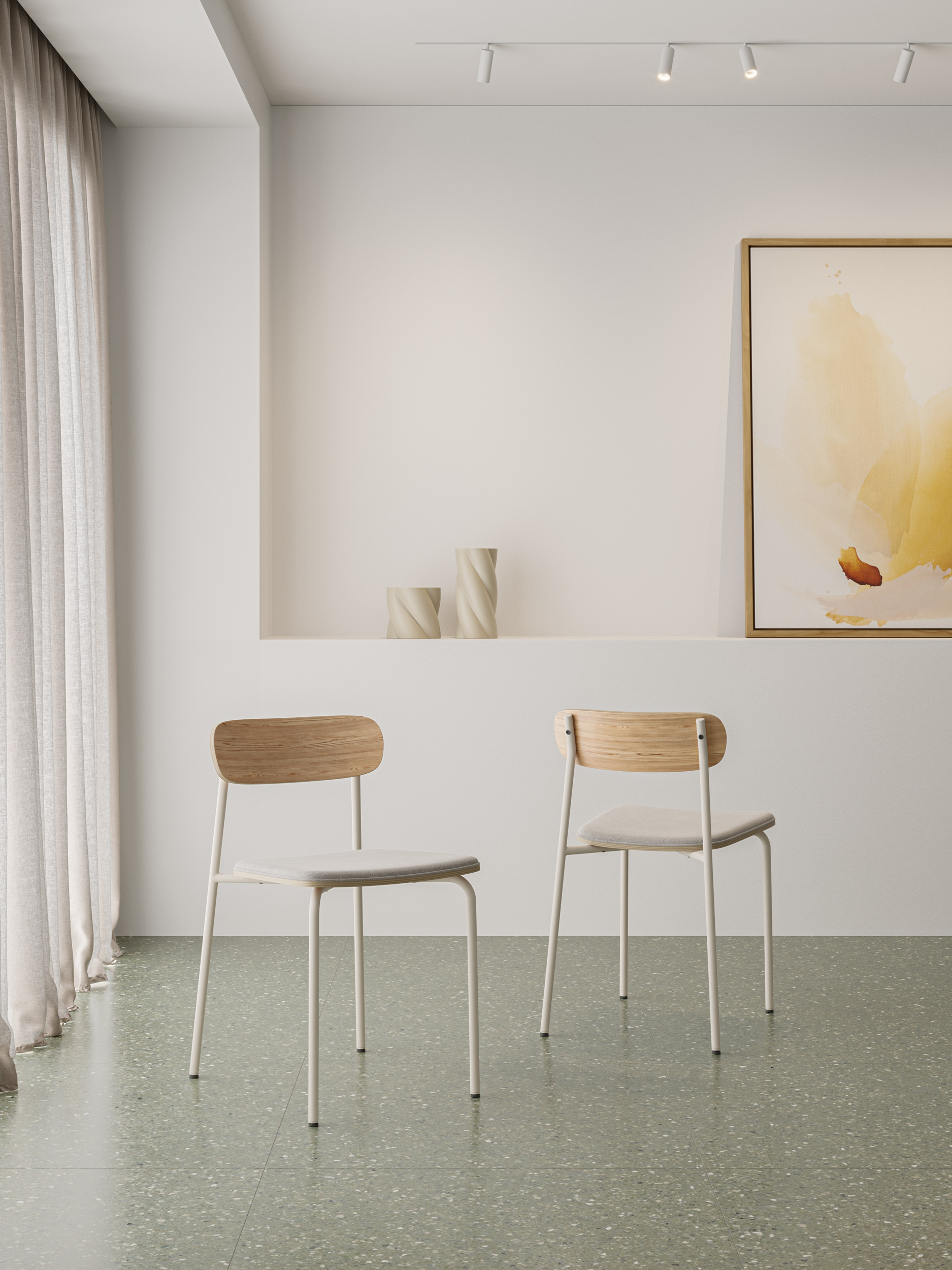 SILLA ADRIANA BEIGE/PATAS BLANCAS 2P/CAJA - Imagen 3