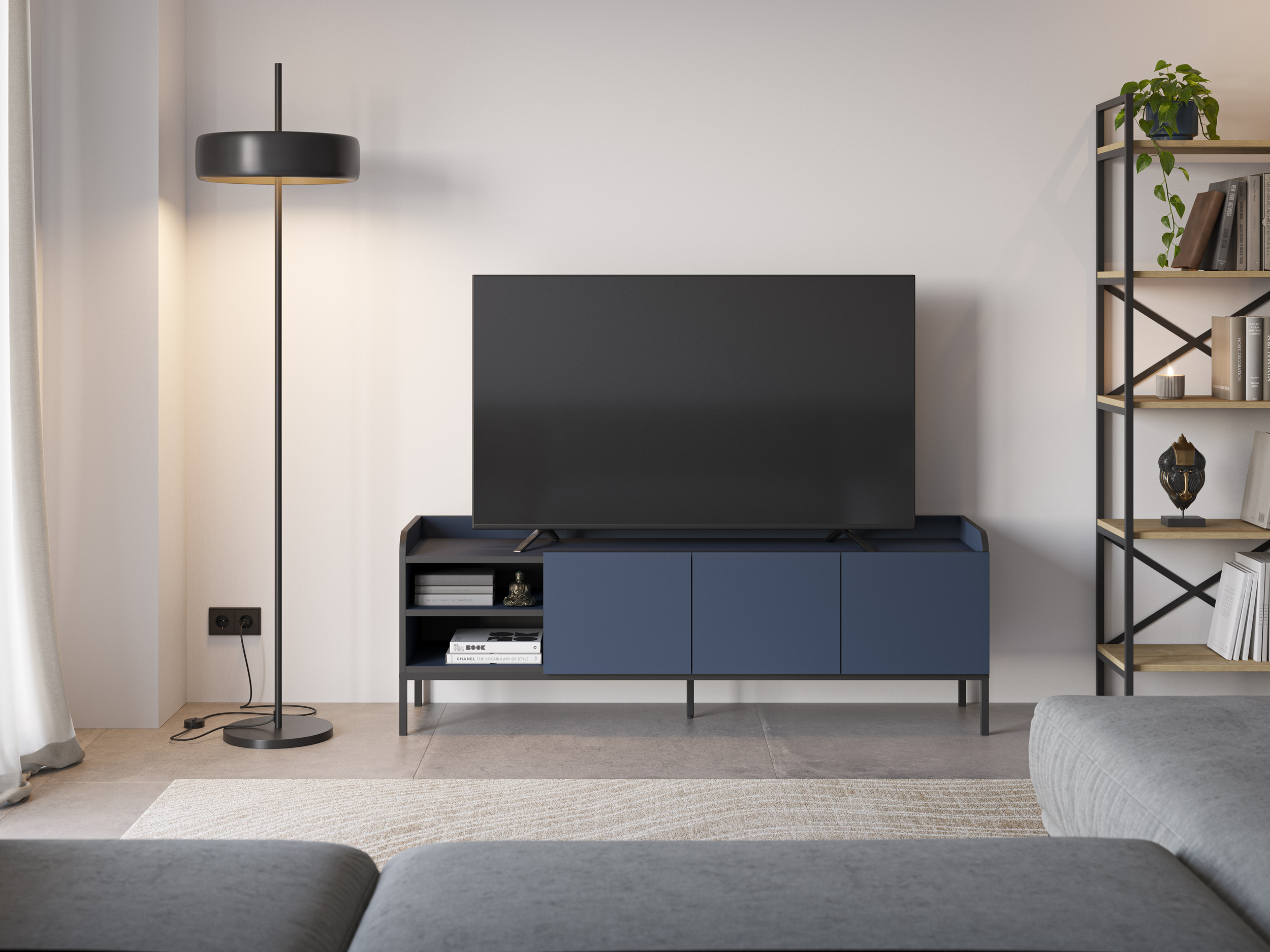 MUEBLE TV ADARA 3P2H 160CM AZUL/NEGRO - Imagen 3