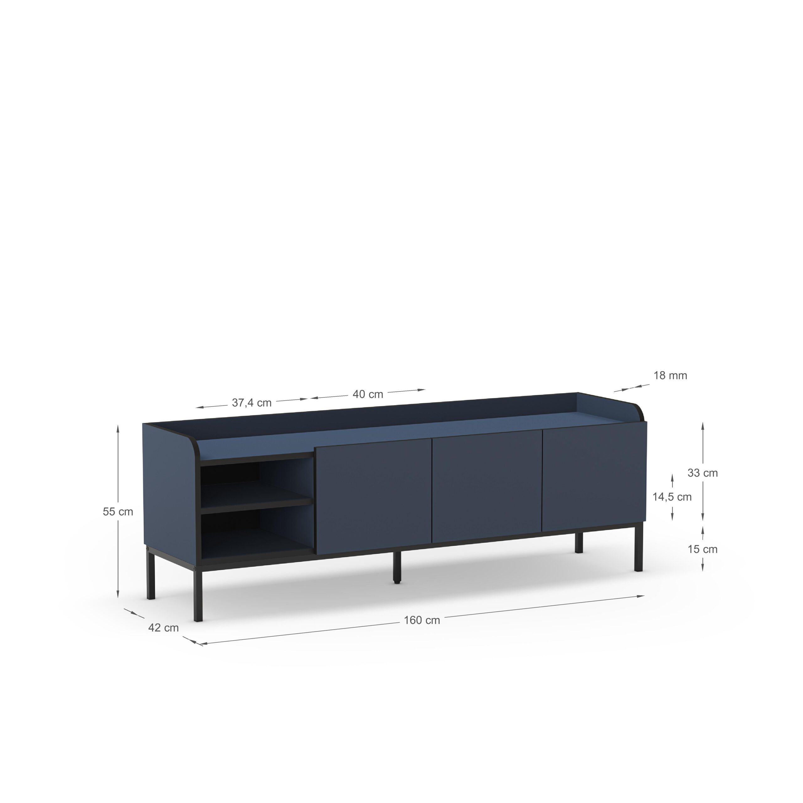 MUEBLE TV ADARA 3P2H 160CM AZUL/NEGRO - Imagen 4