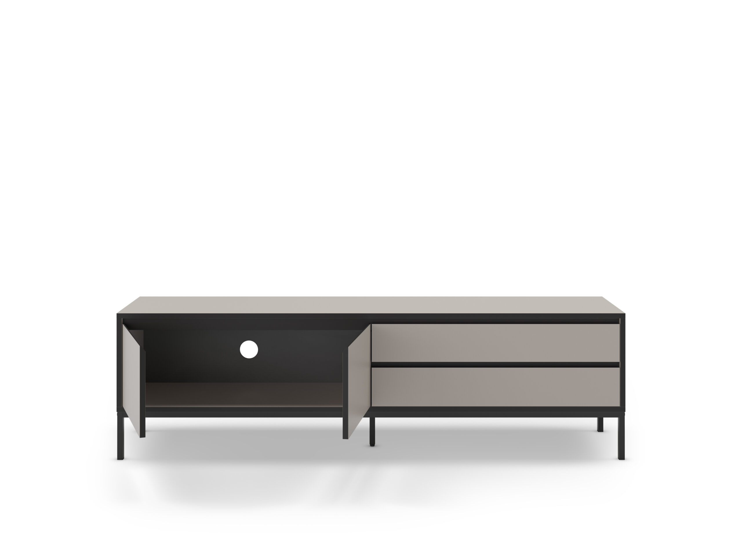 MUEBLE TV LORENZA 2P2C 180CM CREMA/NEGRO PATA META - Imagen 2