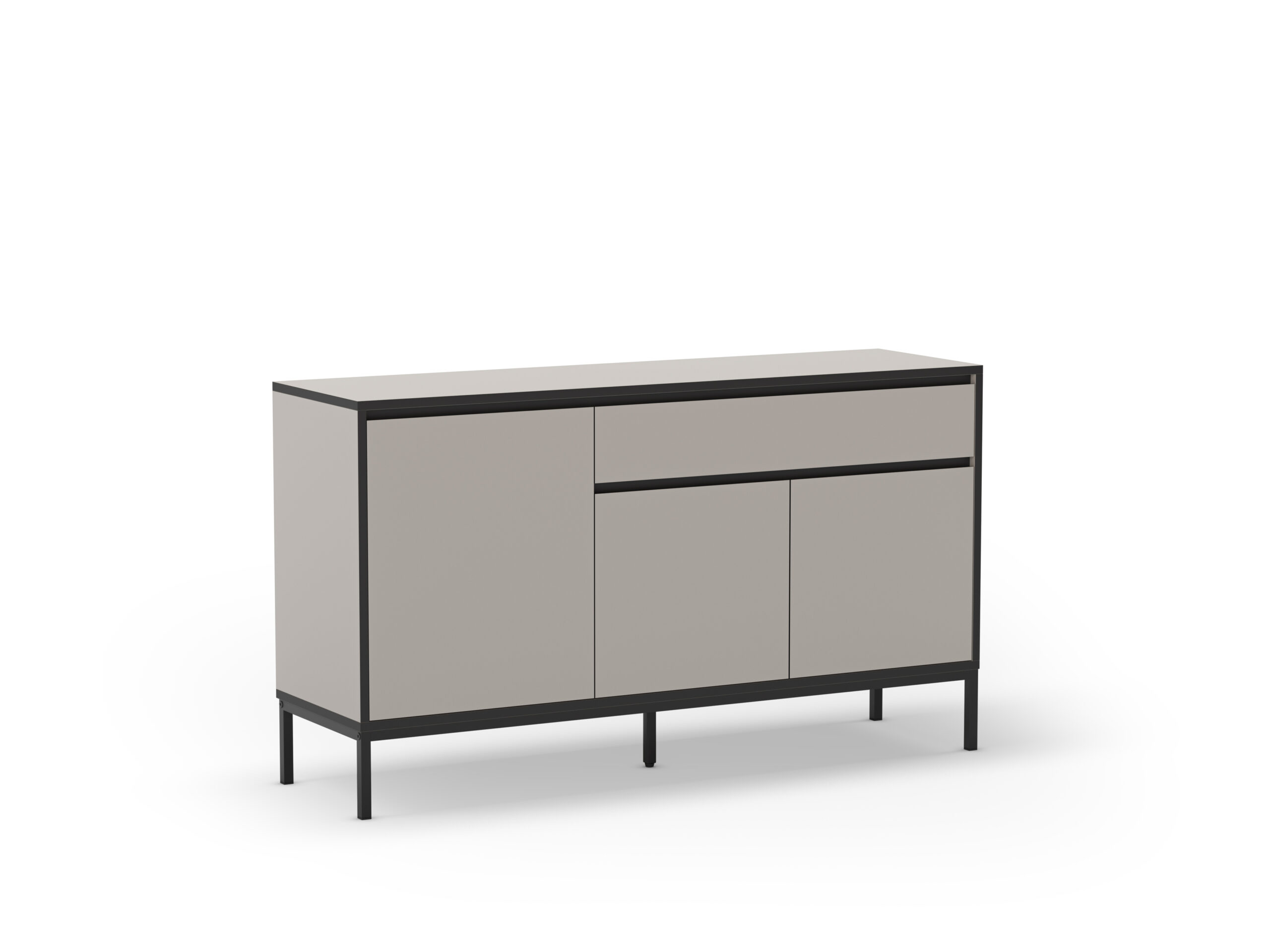 APARADOR LORENZA 3P1C 140CM CREMA/NEGRO PATA METAL