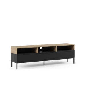 MUEBLE TV MARION 3C3H 180CM ROBLE-K/NEGRO PATA MET