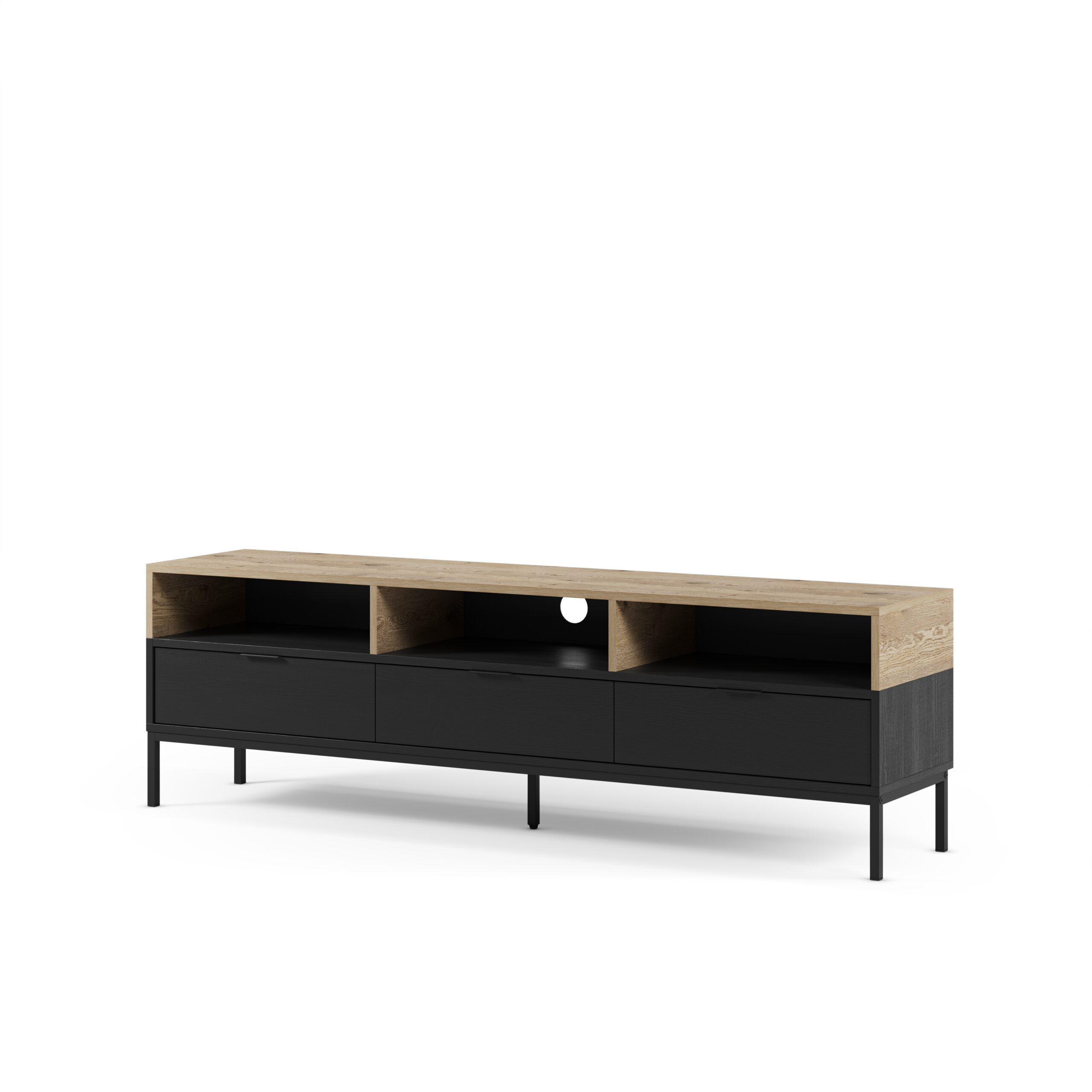 MUEBLE TV MARION 3C3H 180CM ROBLE-K/NEGRO PATA MET - Imagen 7
