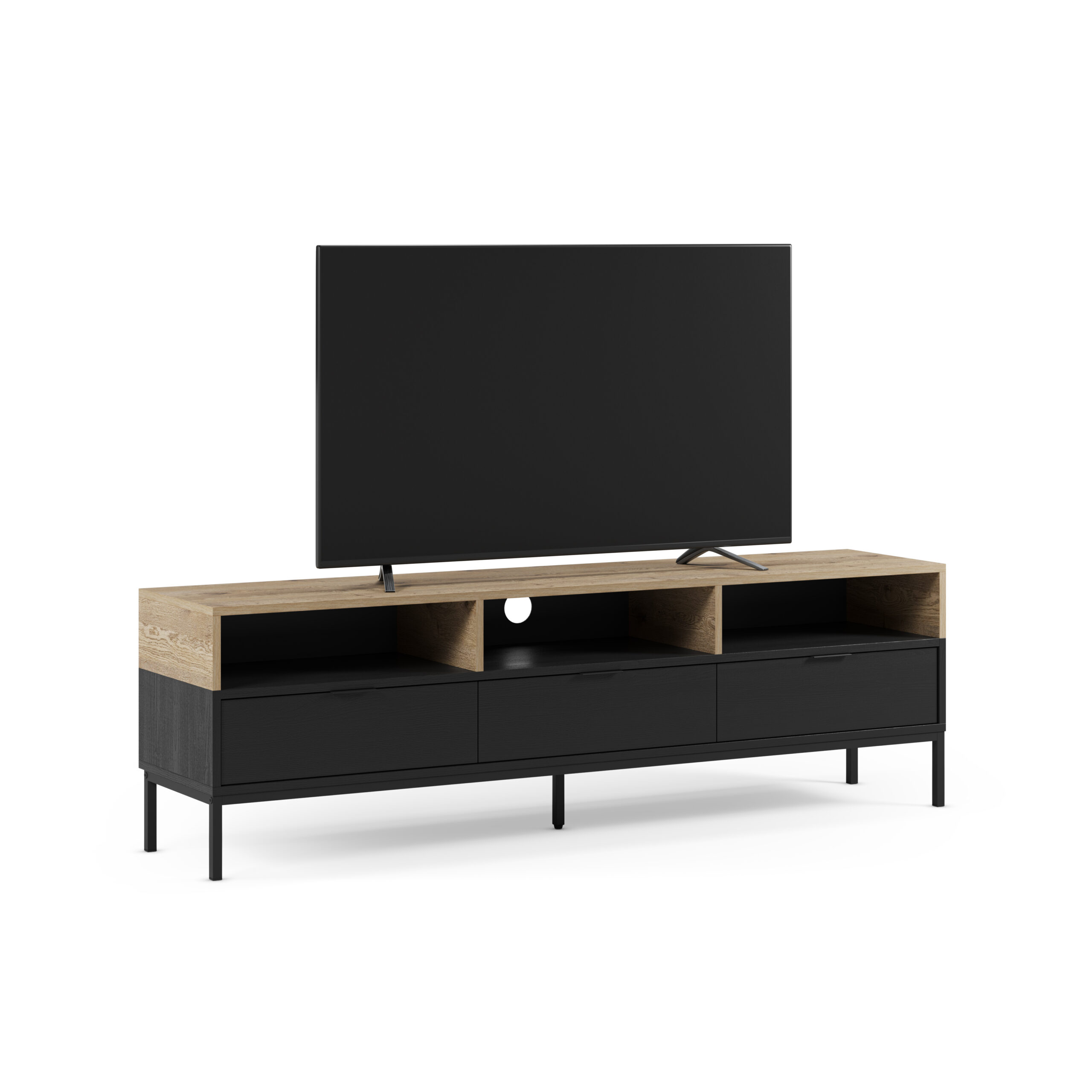 MUEBLE TV MARION 3C3H 180CM ROBLE-K/NEGRO PATA MET - Imagen 8