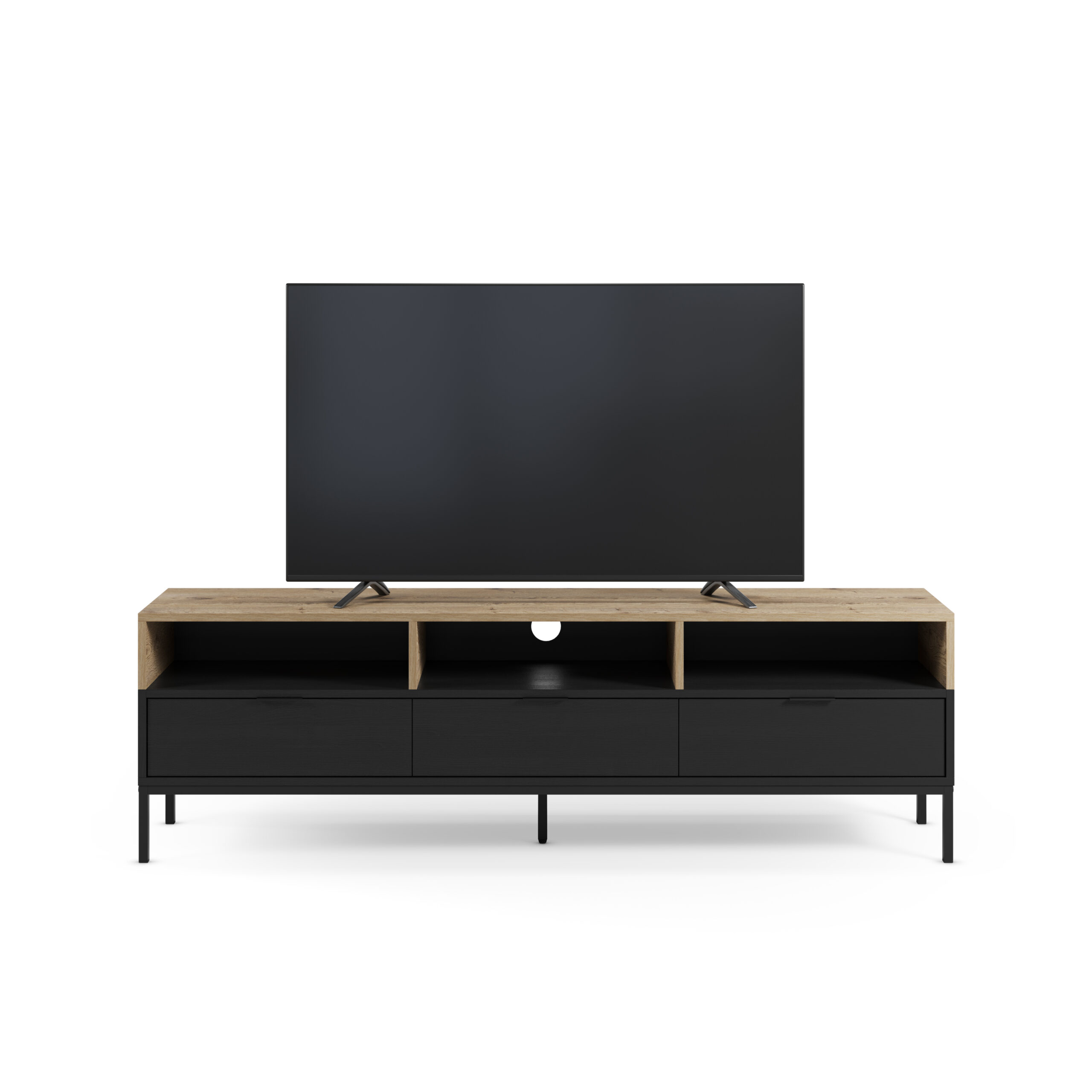 MUEBLE TV MARION 3C3H 180CM ROBLE-K/NEGRO PATA MET - Imagen 9