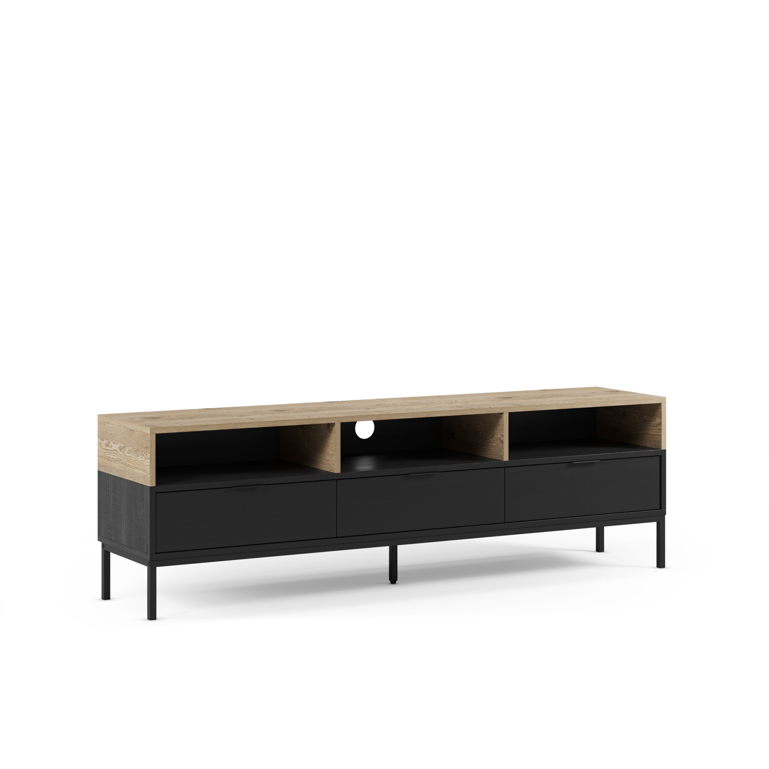 MUEBLE TV MARION 3C3H 180CM ROBLE-K/NEGRO PATA MET - Imagen 10