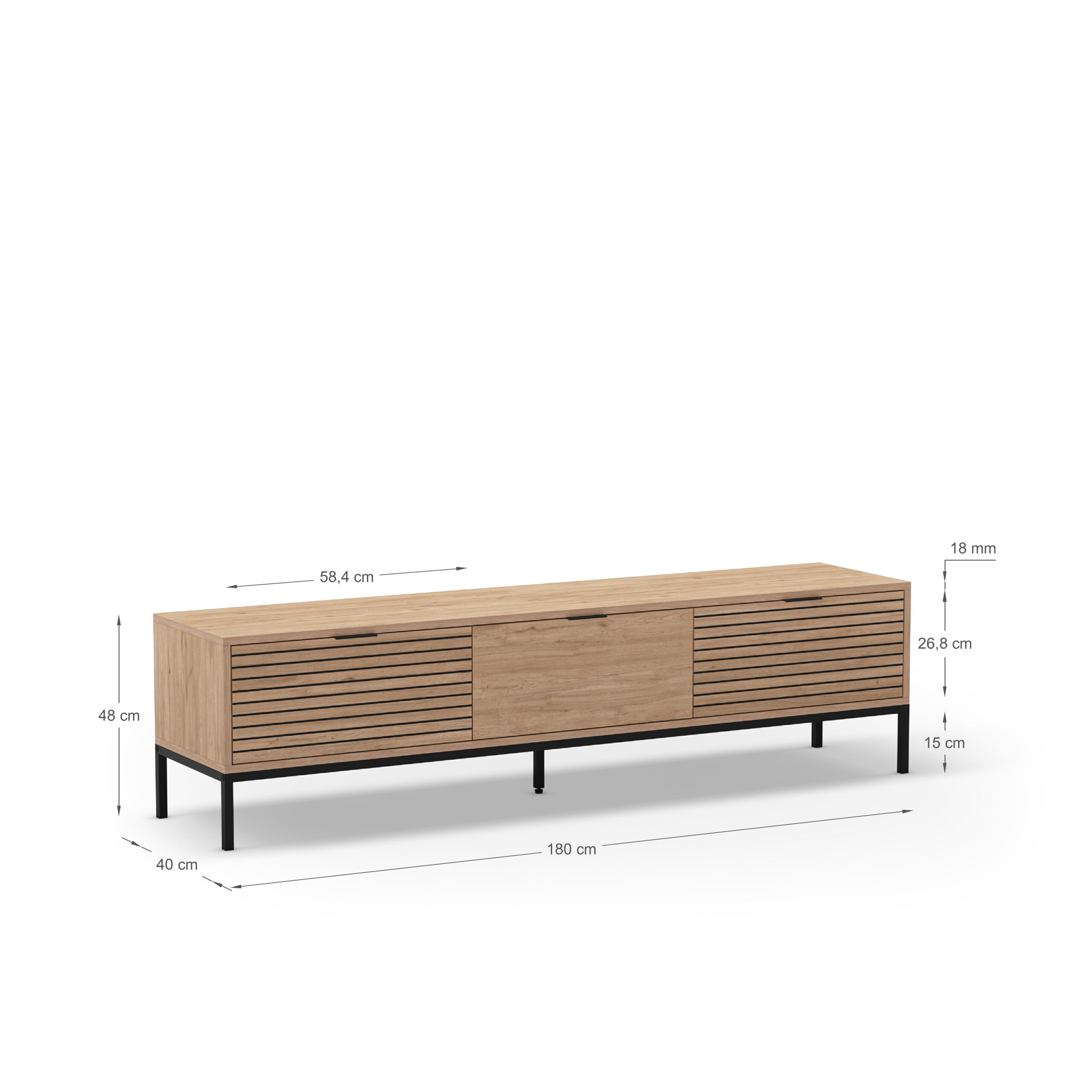 MUEBLE TV ARIEL 3C 180CM SEPET PATA METAL - Imagen 4