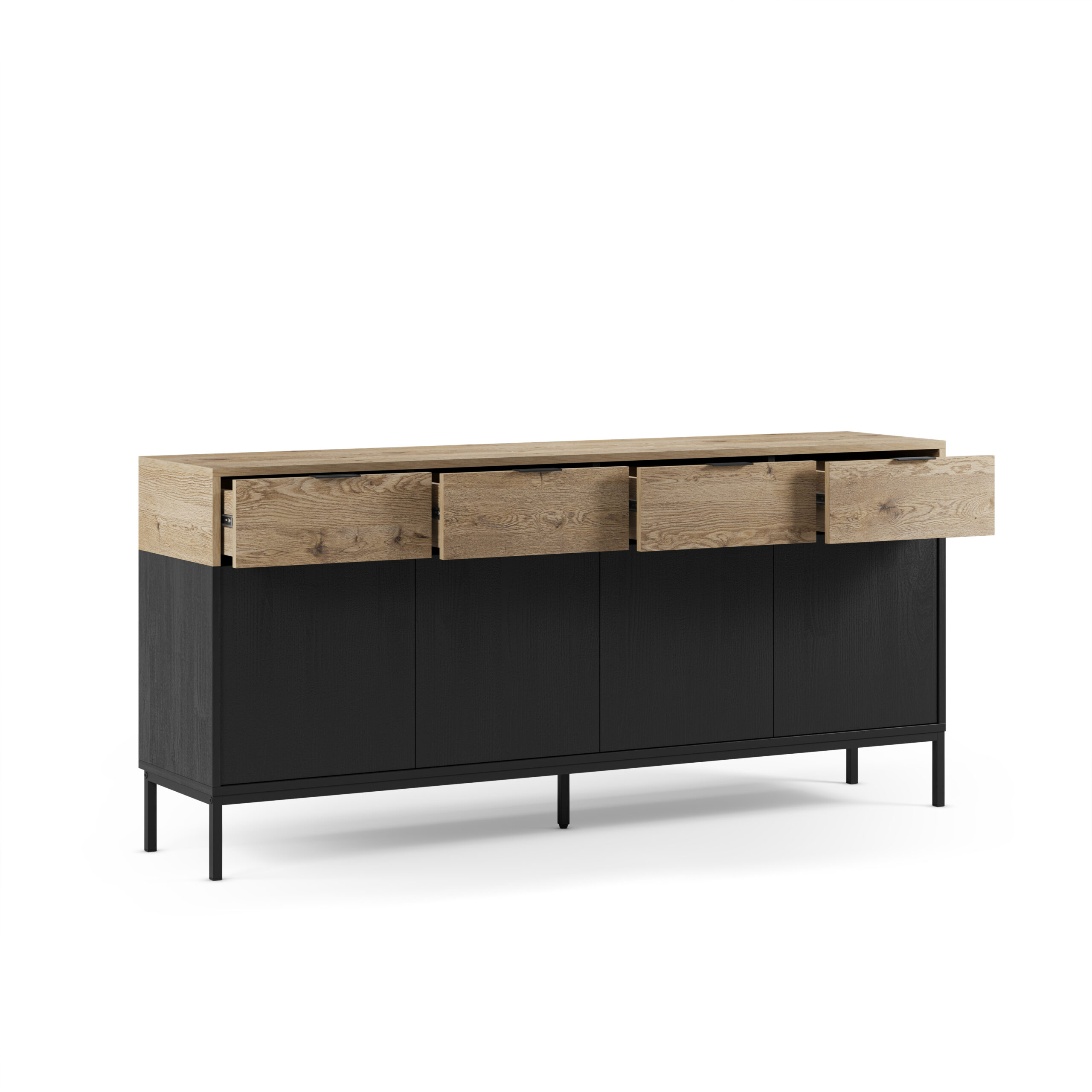 APARADOR MARION 4P4C 180CM ROBLE-K/NEGRO PATA META - Imagen 2