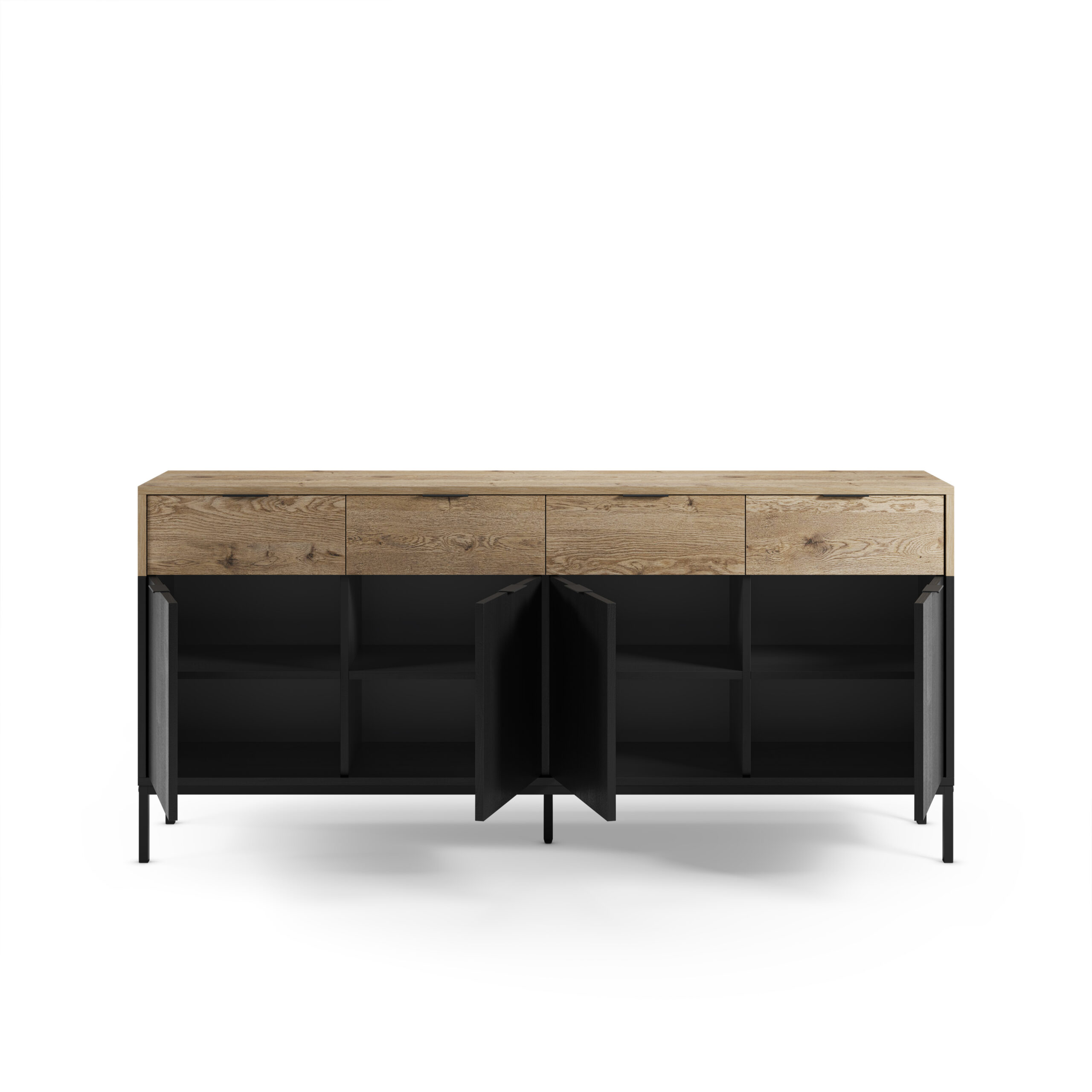 APARADOR MARION 4P4C 180CM ROBLE-K/NEGRO PATA META - Imagen 3