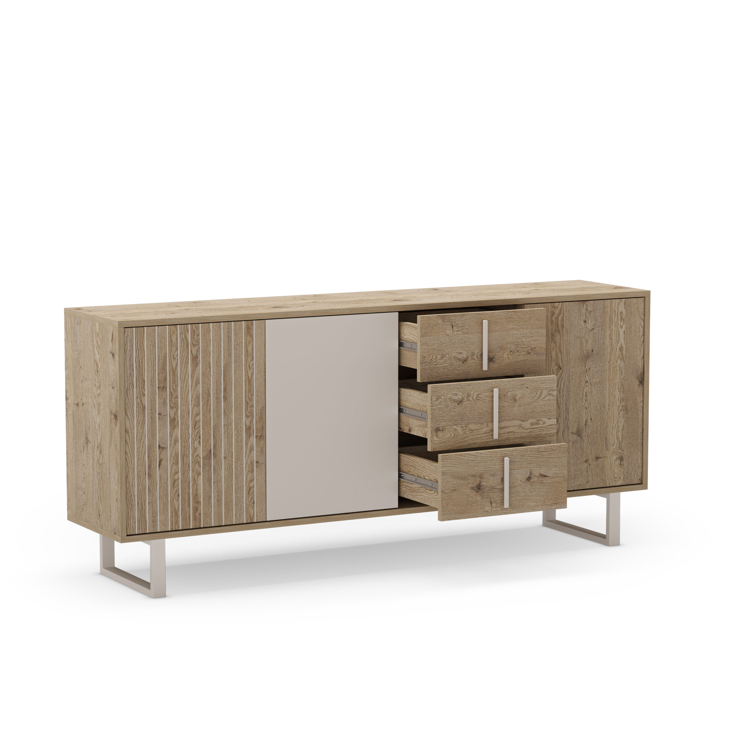 APARADOR MILLAY 3P3C 180CM ROBLE-K/GRIS - Imagen 2