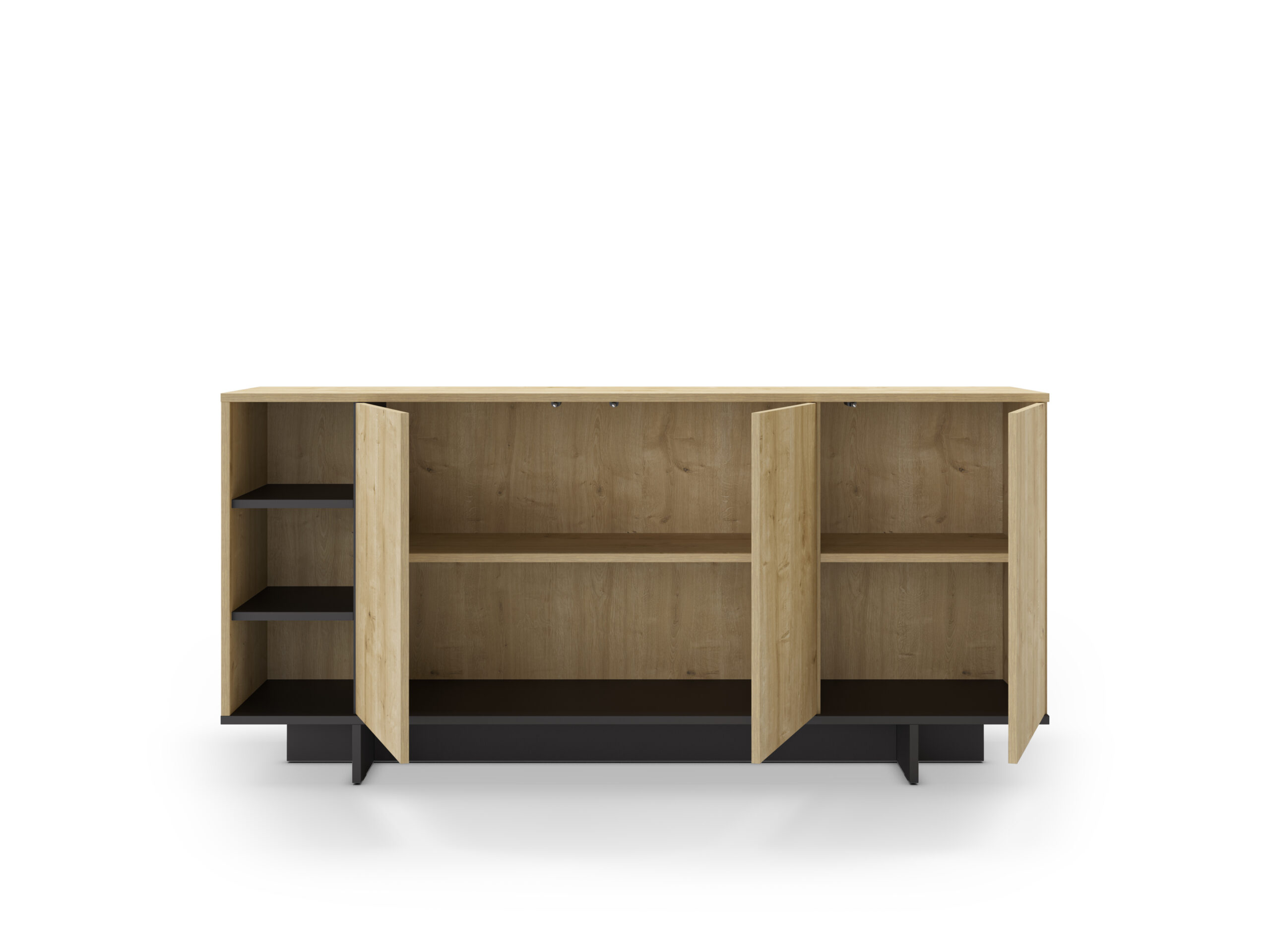 APARADOR CEQUOIA 3P3H 170CM ROBLE/NEGRO SILKY - Imagen 2