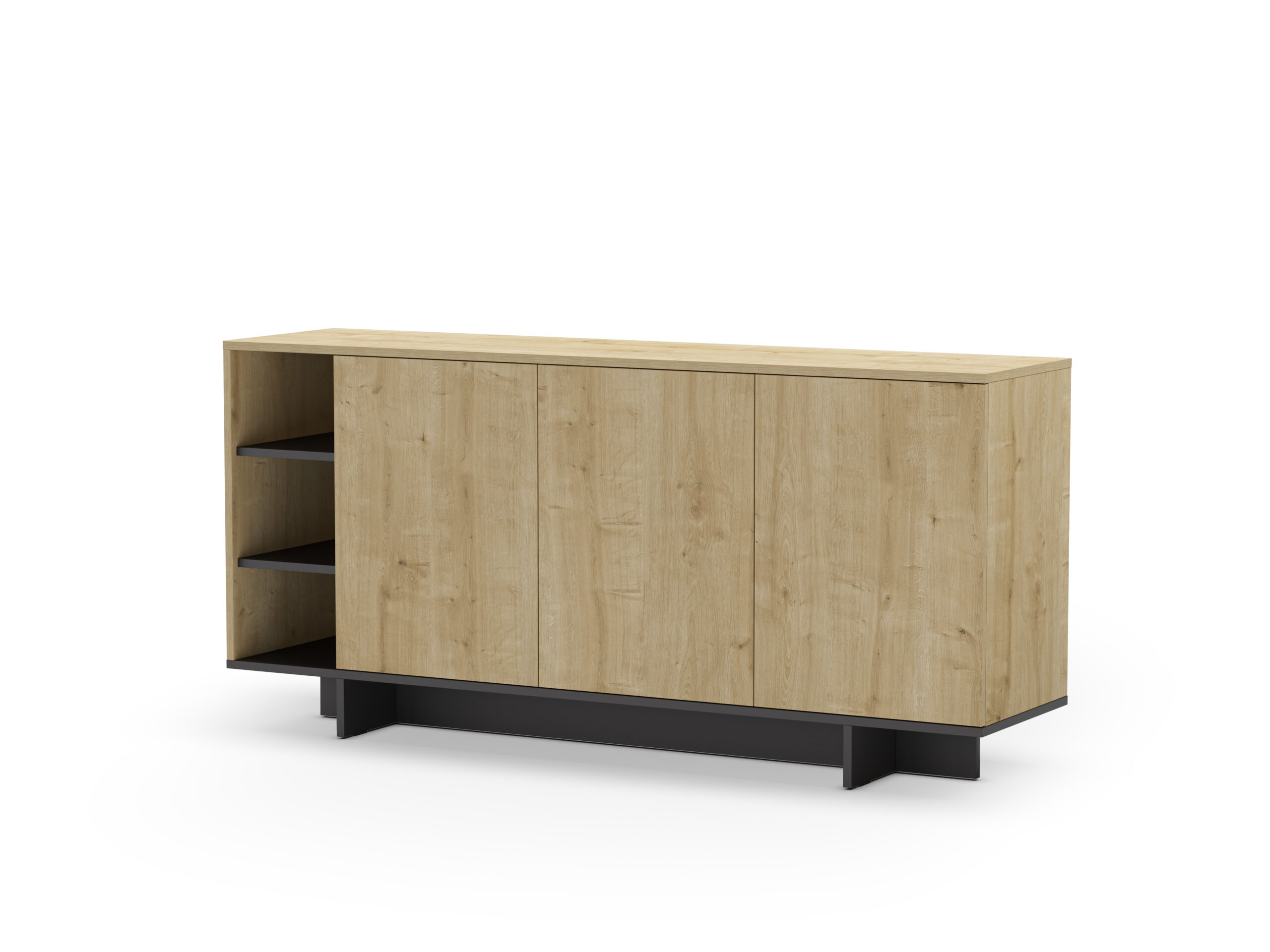 APARADOR CEQUOIA 3P3H 170CM ROBLE/NEGRO SILKY - Imagen 5