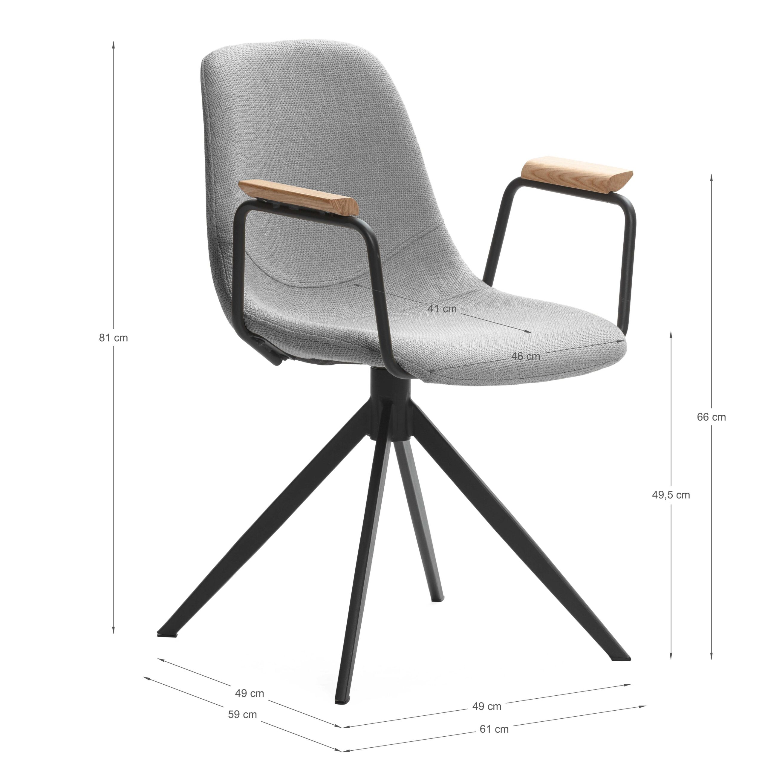 SILLA GIRATORIA TALI C/BRAZOS GRIS CLARO 2P/CAJA - Imagen 5