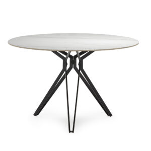 MESA REDONDA AINA 120CM BLANCO PATAS METAL NEGRO