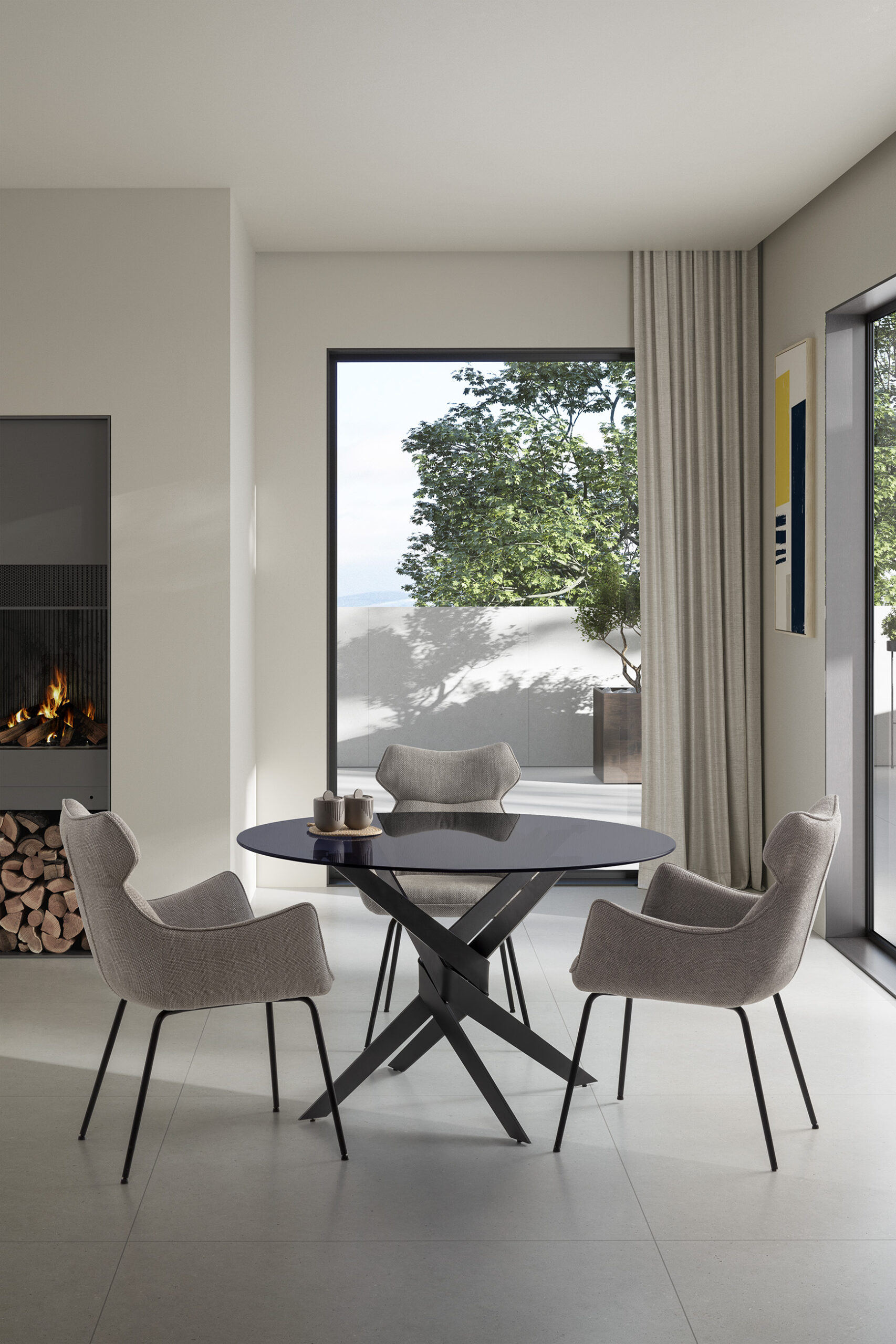 MESA REDONDA JENNA 140CM GRIS/ PATA GRIS - Imagen 2