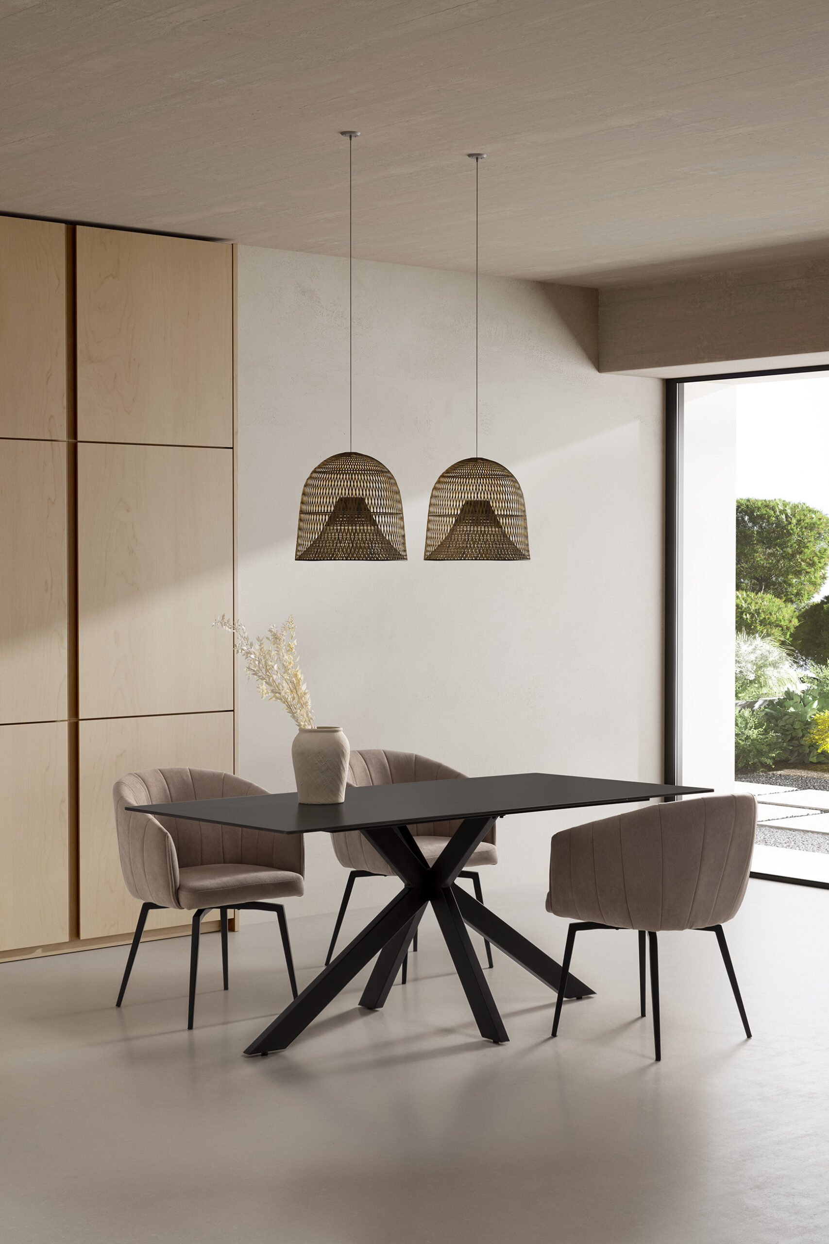 MESA RECT. BIMBA CERÁMICA NEGRA PIE NEGRO - Imagen 2