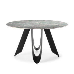 MESA REDONDA AILA 135CM CERAMICA VERDE PIE NEGRO
