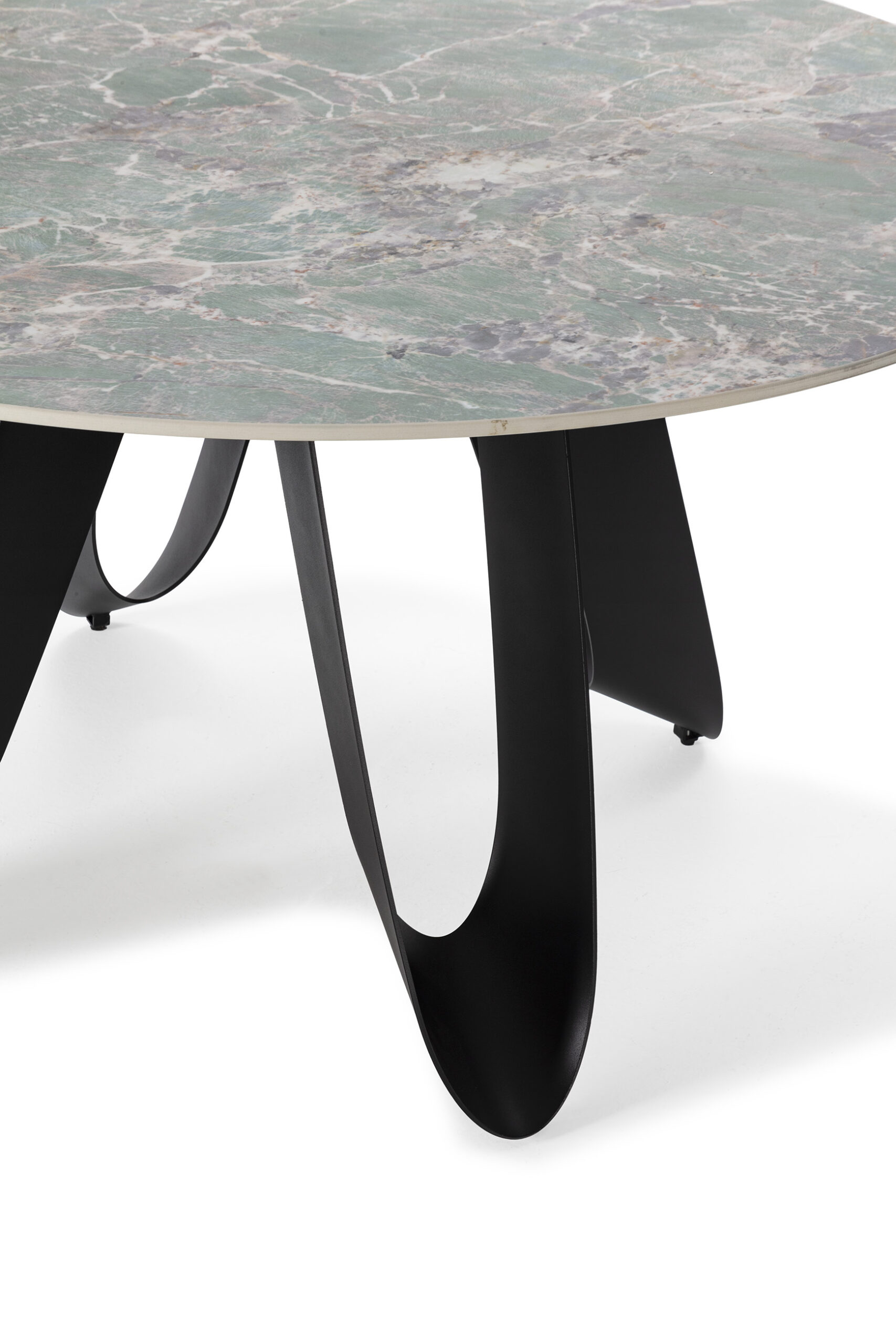 MESA REDONDA AILA 135CM CERAMICA VERDE PIE NEGRO - Imagen 4
