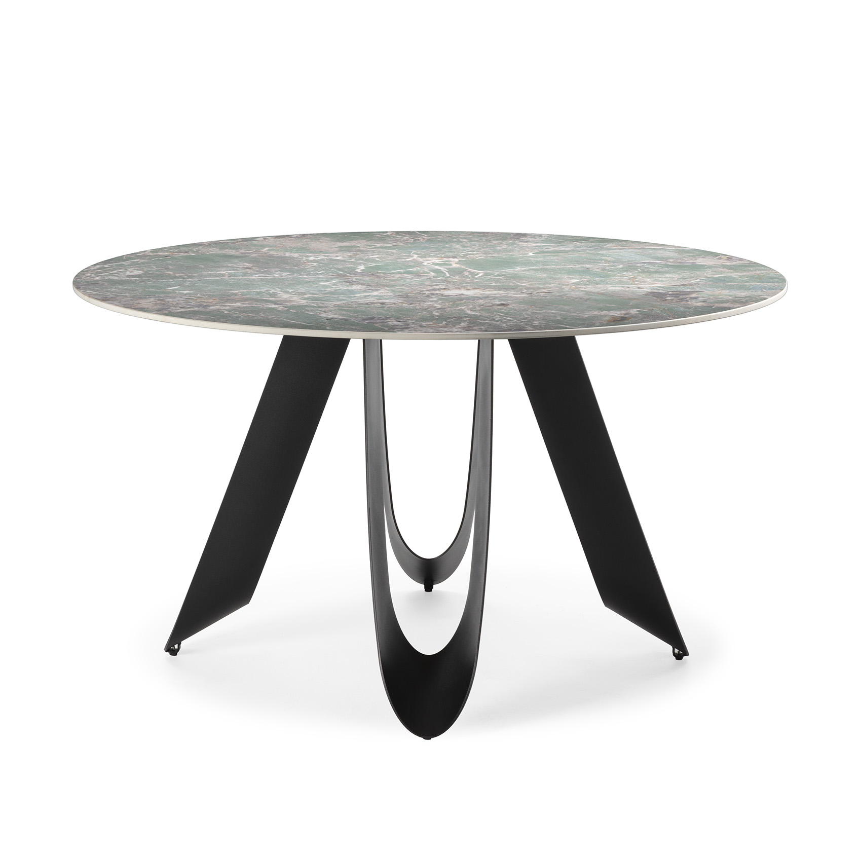MESA REDONDA AILA 135CM CERAMICA VERDE PIE NEGRO