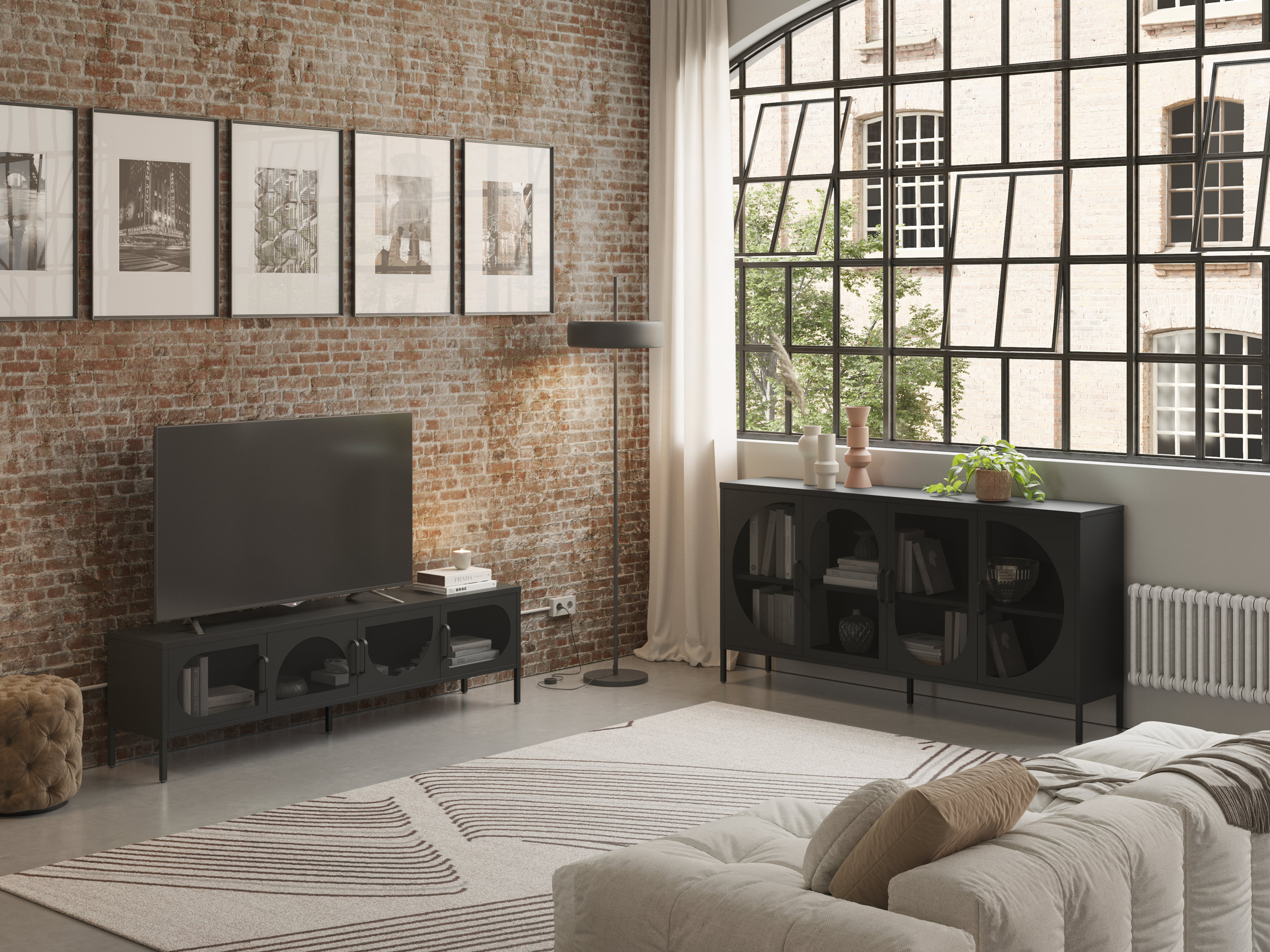 MUEBLE TV TAYRA 4P 180CM NEGRO - Imagen 3