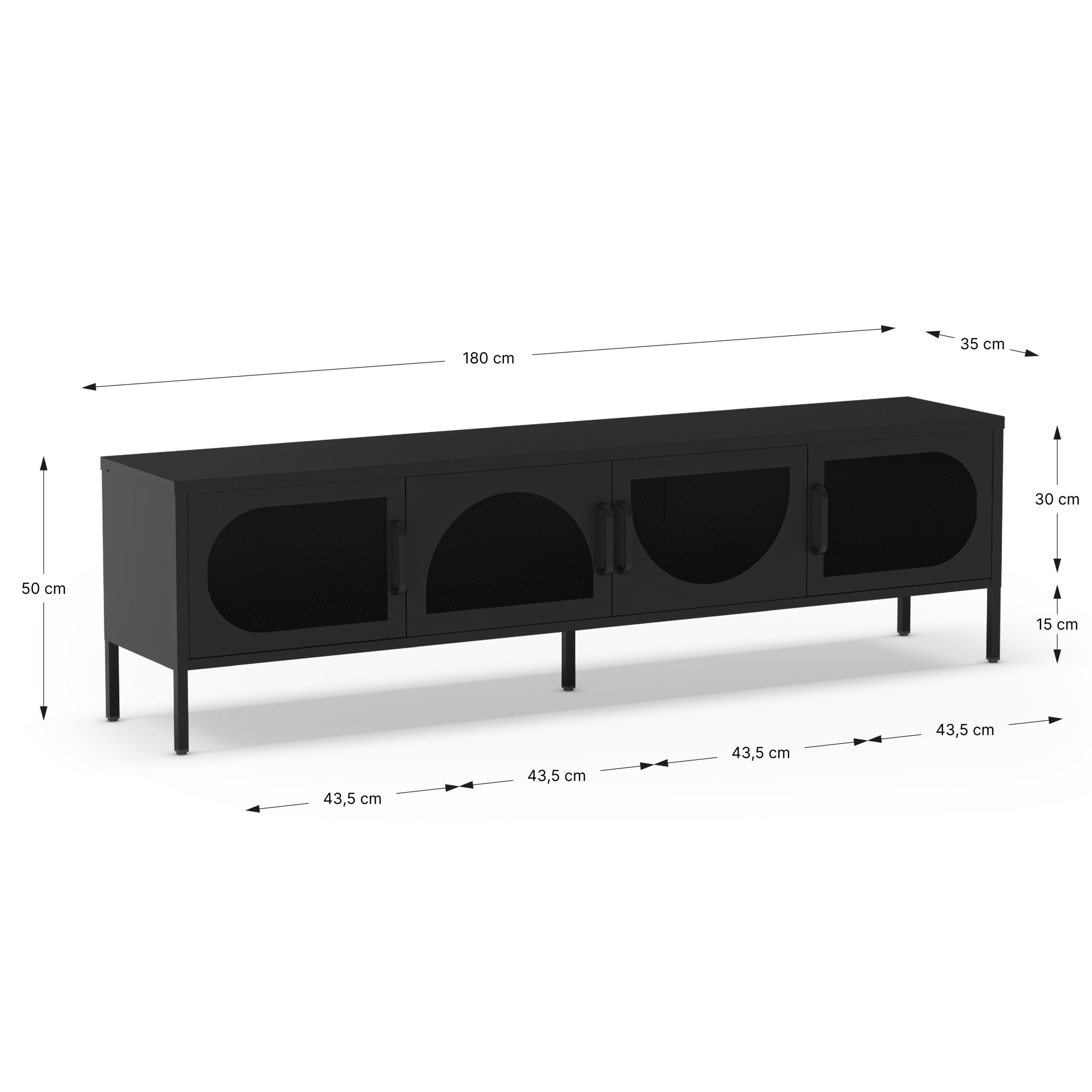 MUEBLE TV TAYRA 4P 180CM NEGRO - Imagen 4