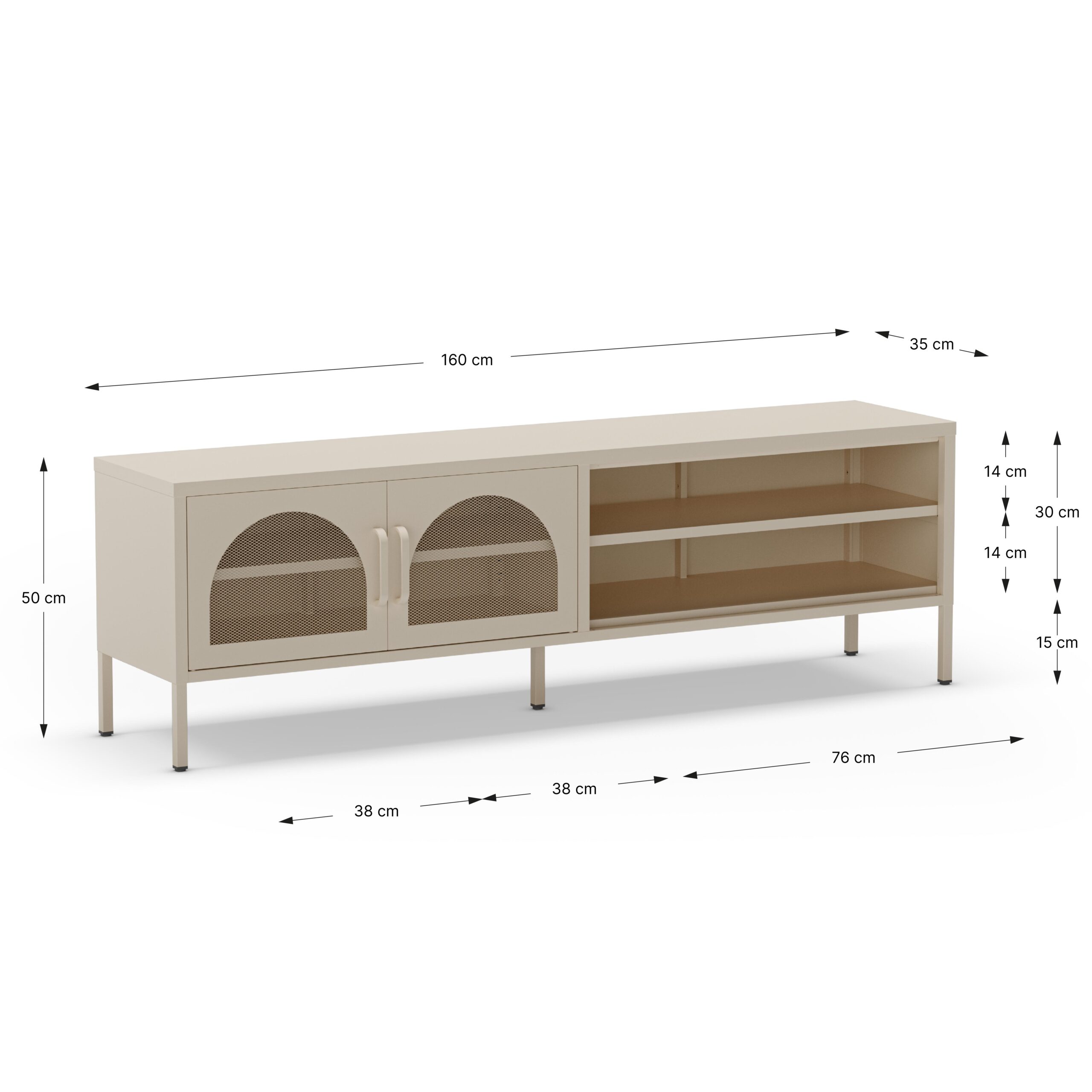 MUEBLE TV DIORA 2P2H 160CM CREMA - Imagen 4