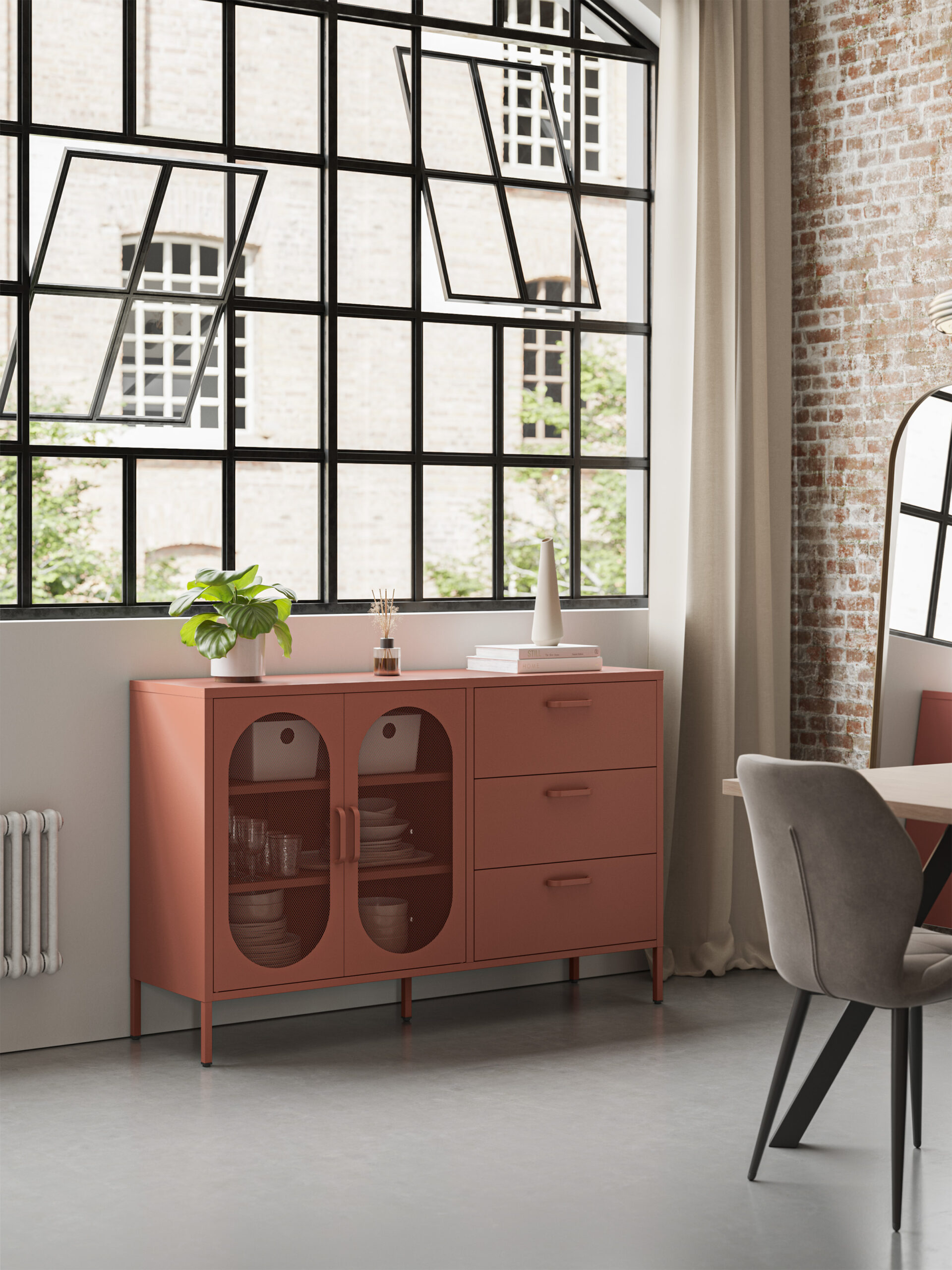 APARADOR DIORA 2P3C 140CM TERRACOTA - Imagen 4