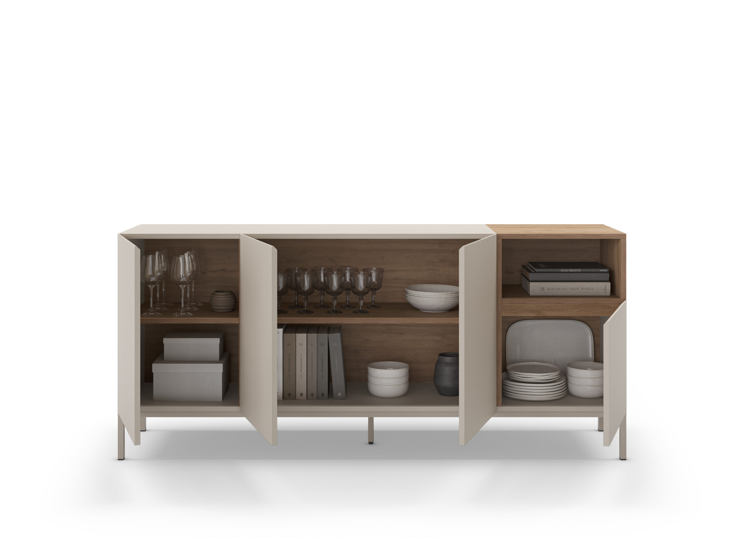 APARADOR CAILIN 4P1H 180CM CREMA/SEPET PATA METAL - Imagen 8