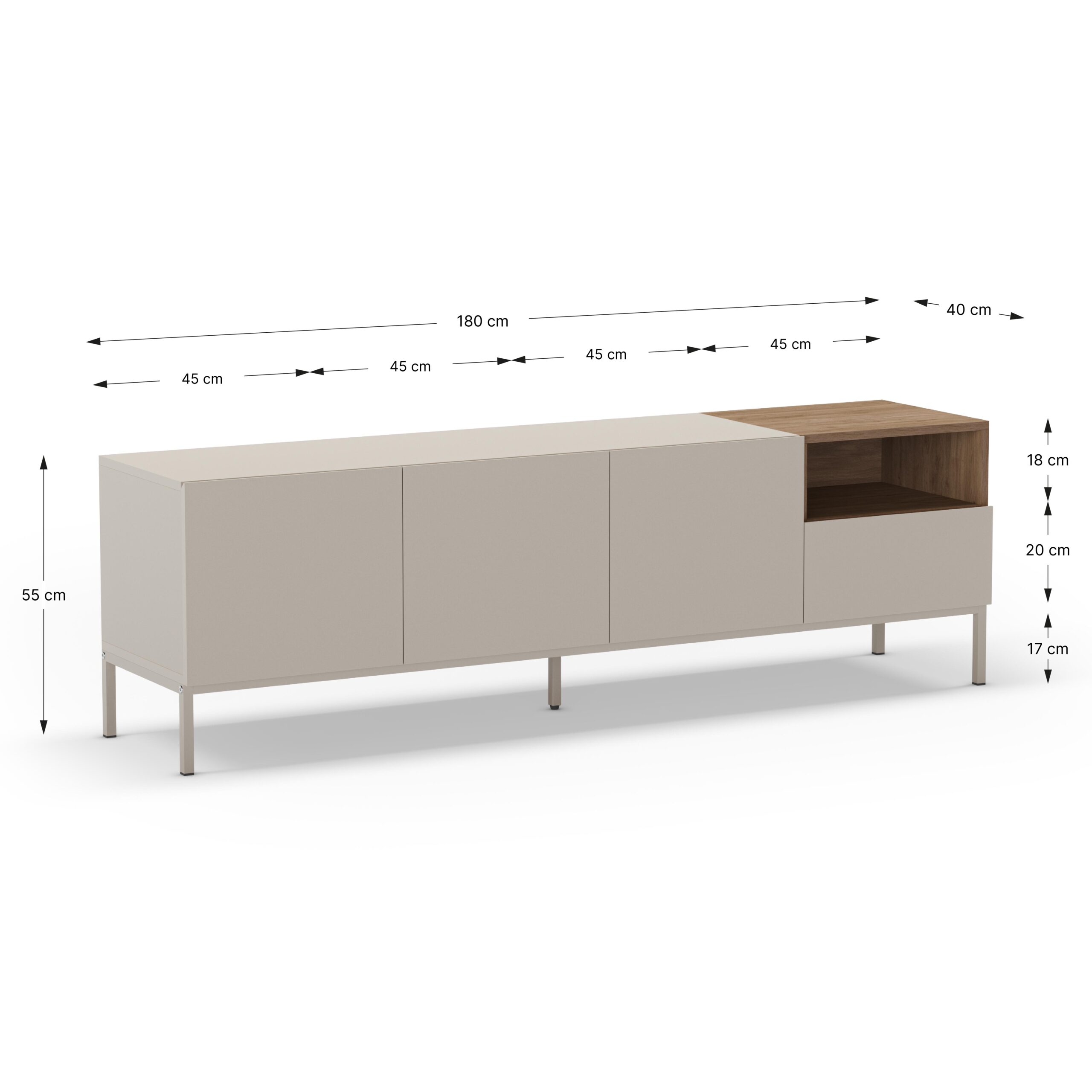 MUEBLE TV CAILIN 3P1C1H 180CM CREMA/SEPET PATA MET - Imagen 5