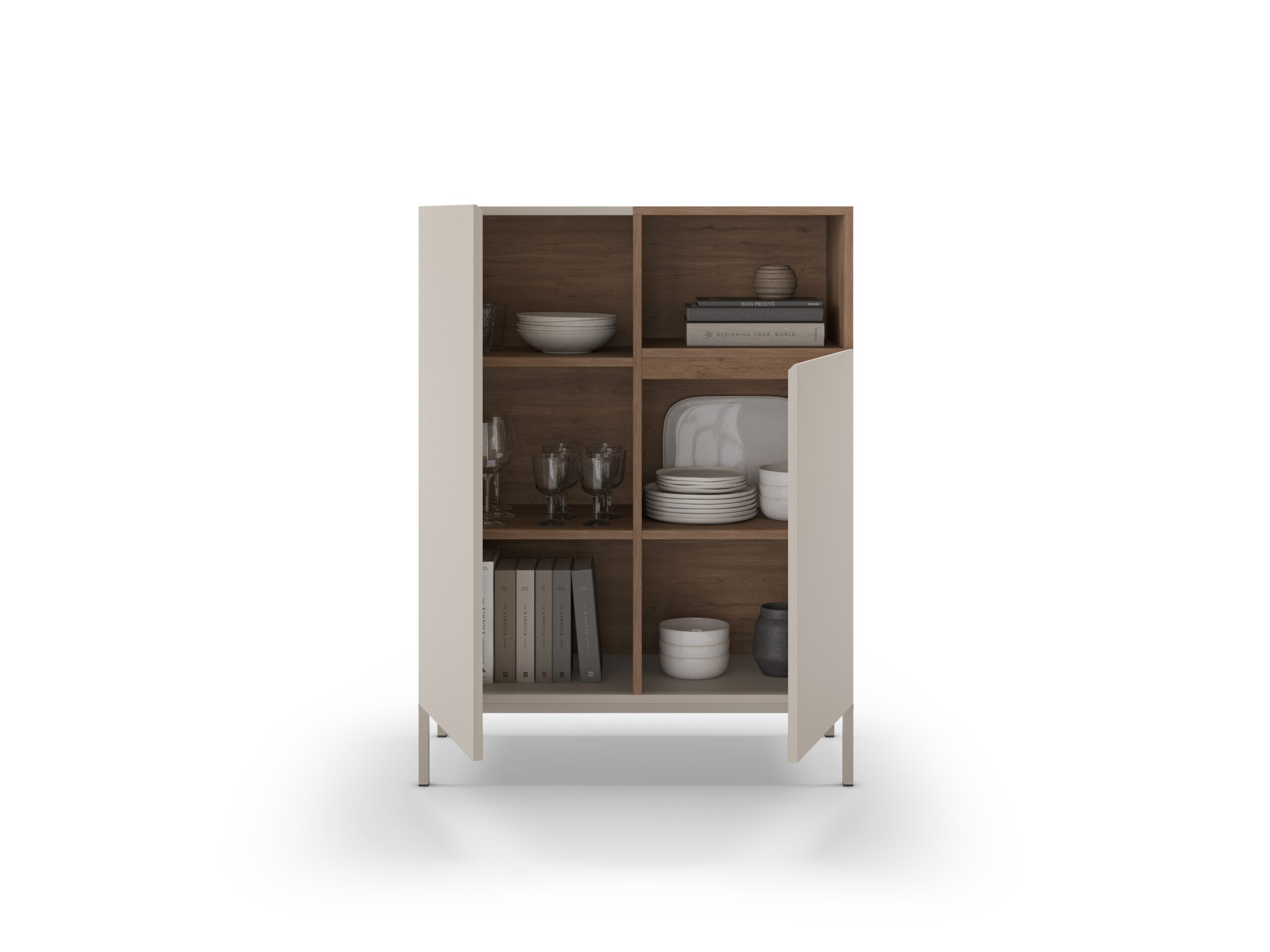 MUEBL.AUX. ALTO CAILIN 2P1H CREMA/SEPET PATA METAL - Imagen 8