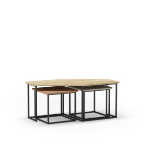 SET 3 MESAS CENTRO ZOYA ROBLE TERRACOTA/VERDE