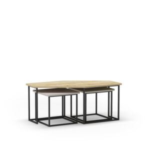 SET 3 MESAS CENTRO ZOYA ROBLE CREMA/VERDE