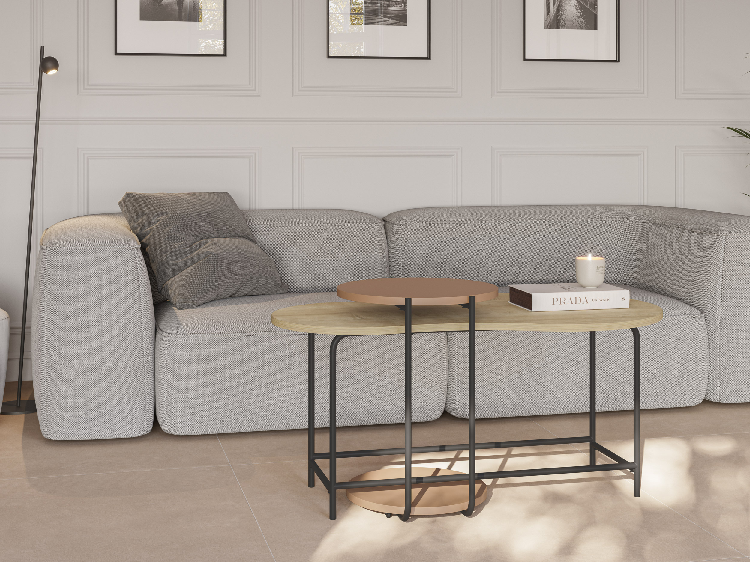 SET 2 MESAS CENTRO ROSIE ROBLE/TERRACOTA - Imagen 2