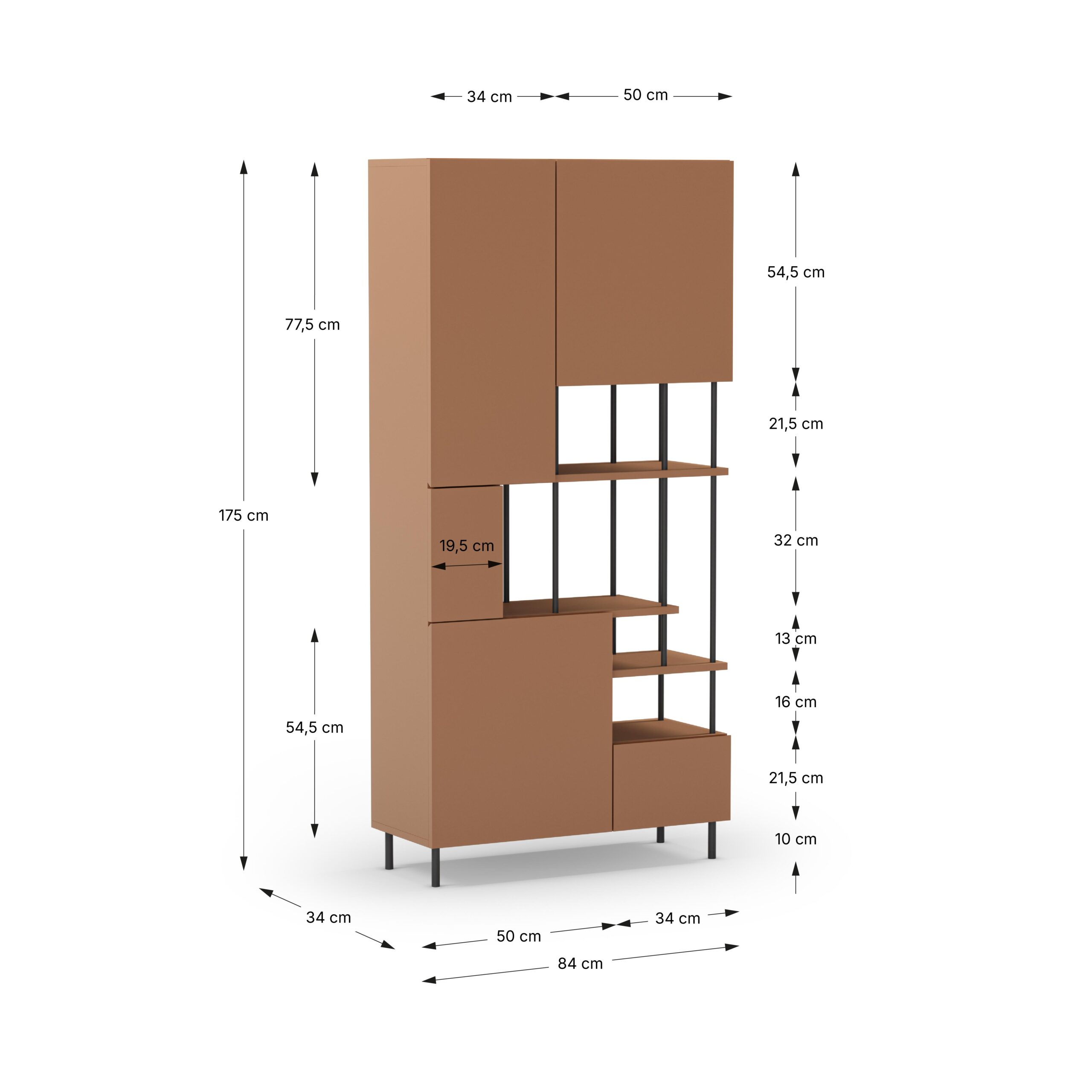 ESTANTERIA PERLA 5P TERRACOTA/NEGRO - Imagen 4
