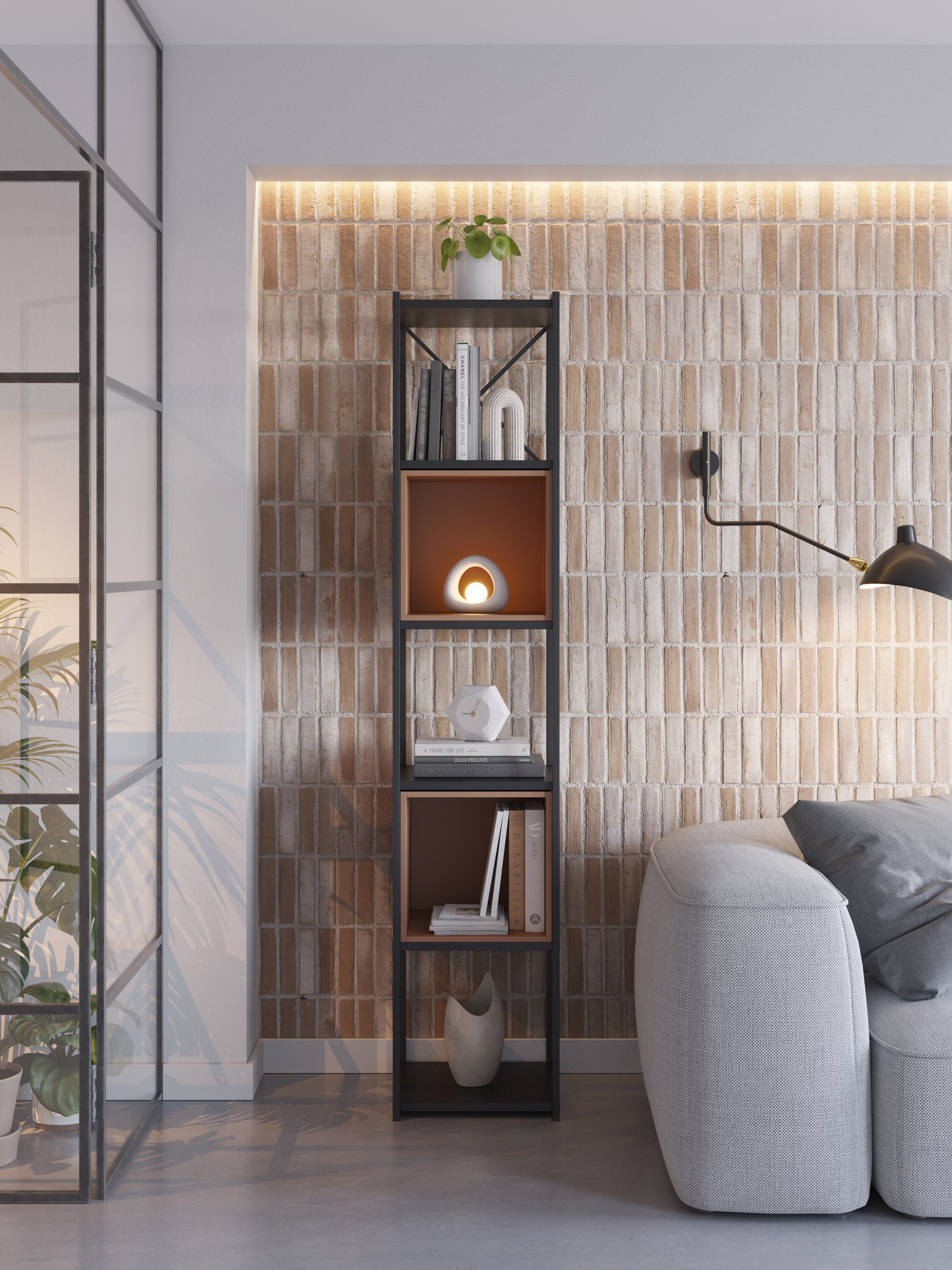 ESTANTERIA ANYA 36CM NEGRO CUBO TERRACOTA - Imagen 2