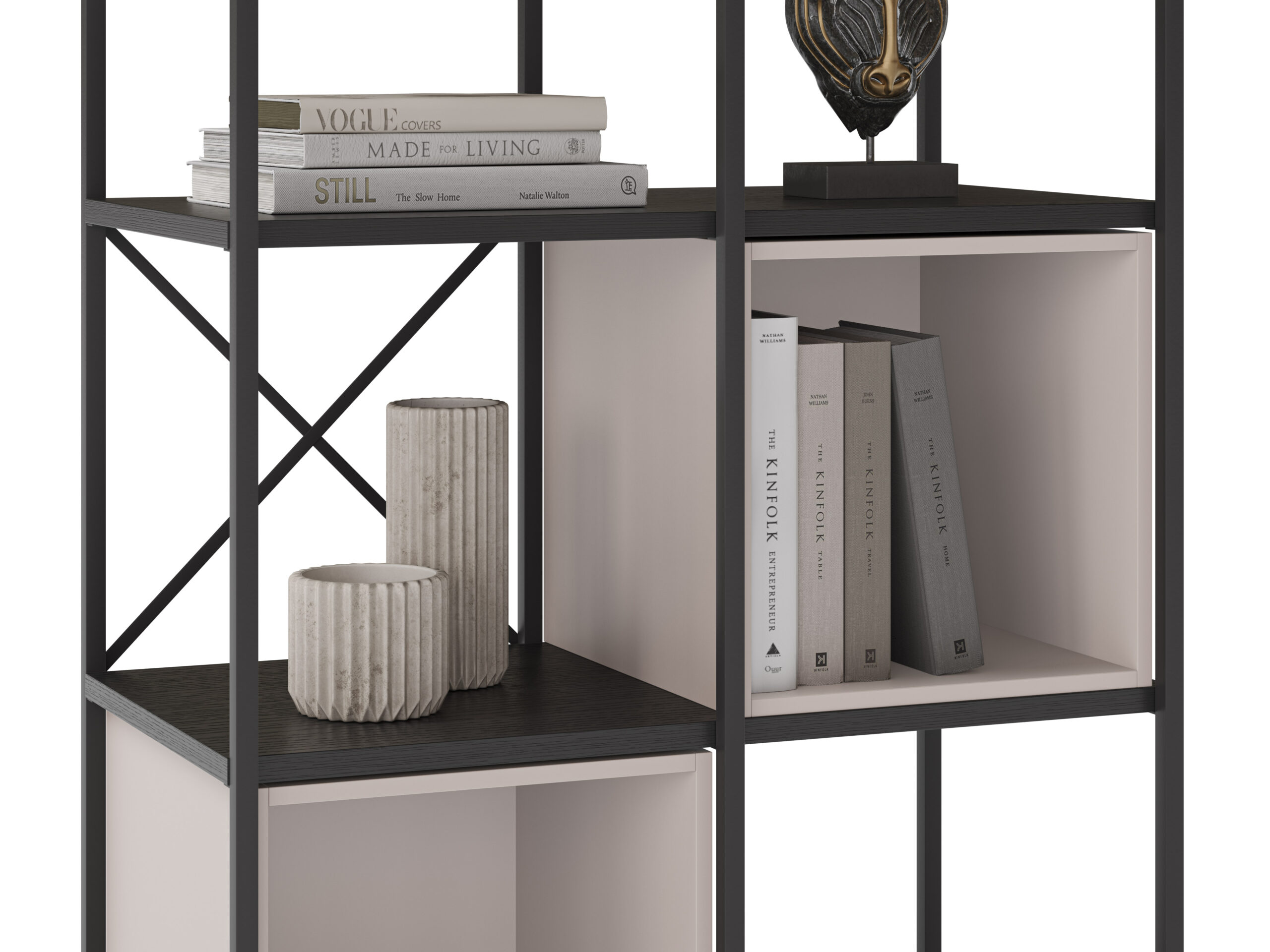 ESTANTERIA ANYA 70CM NEGRO CUBO CREMA - Imagen 7