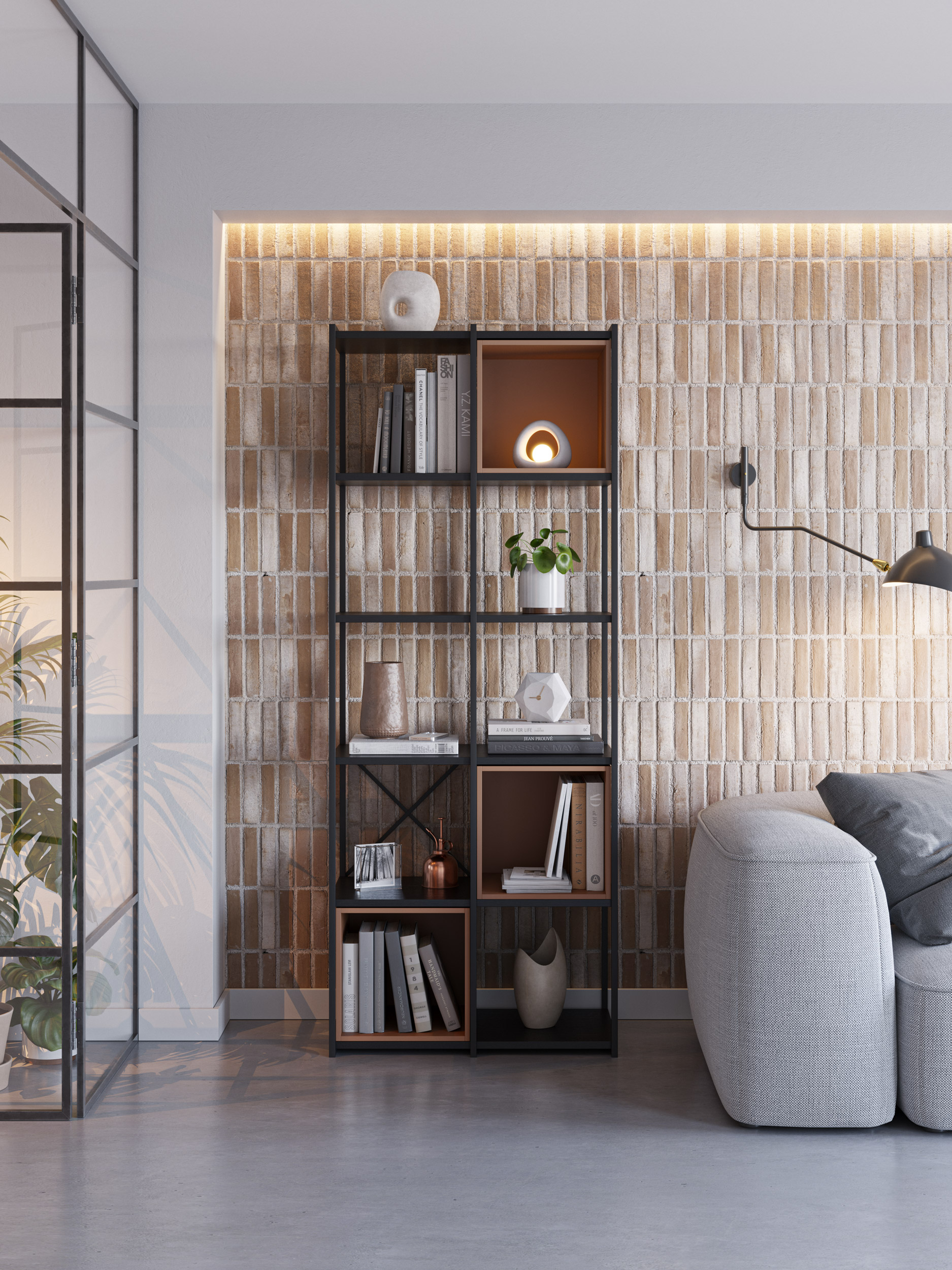 ESTANTERIA ANYA 70CM NEGRO CUBO TERRACOTA - Imagen 2