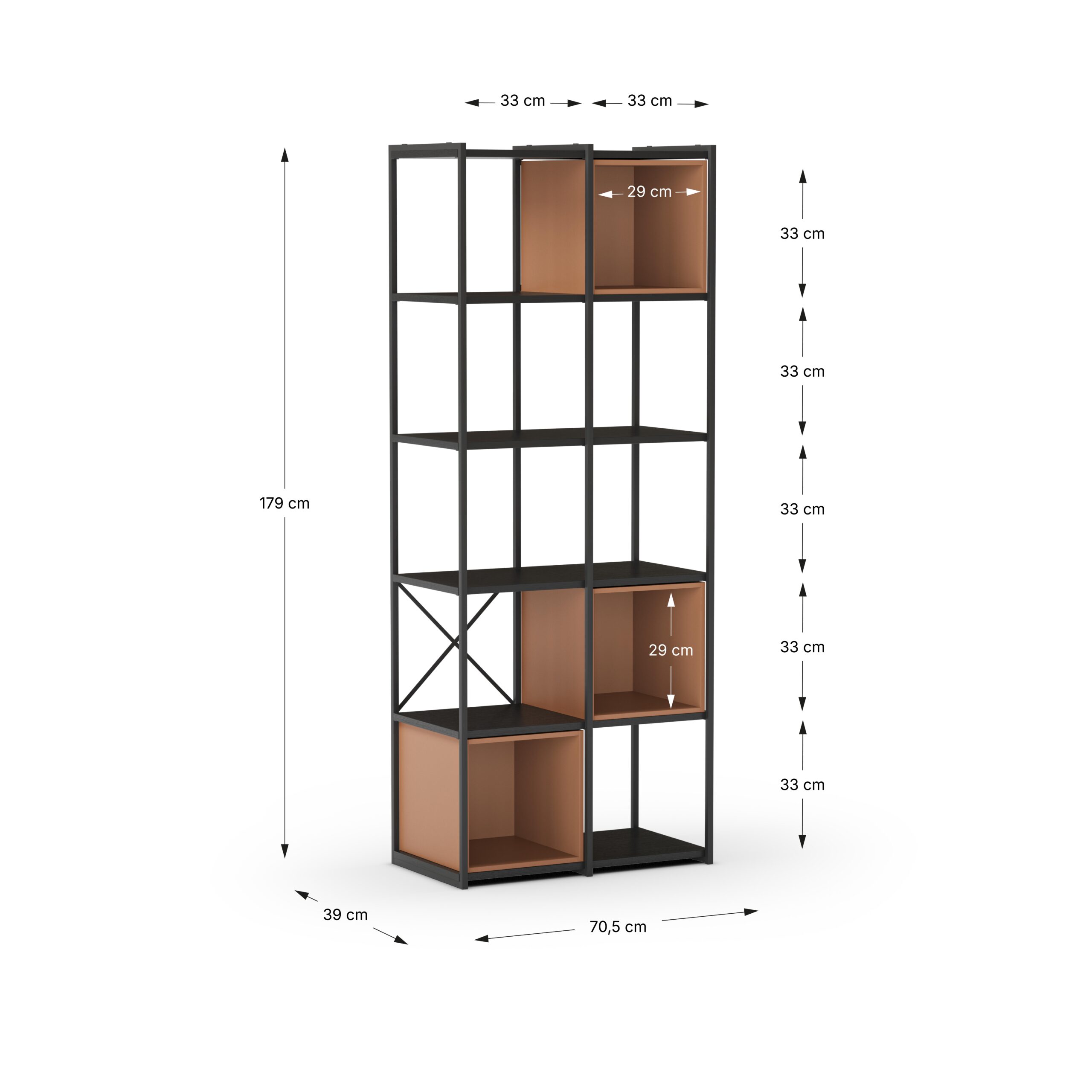ESTANTERIA ANYA 70CM NEGRO CUBO TERRACOTA - Imagen 3