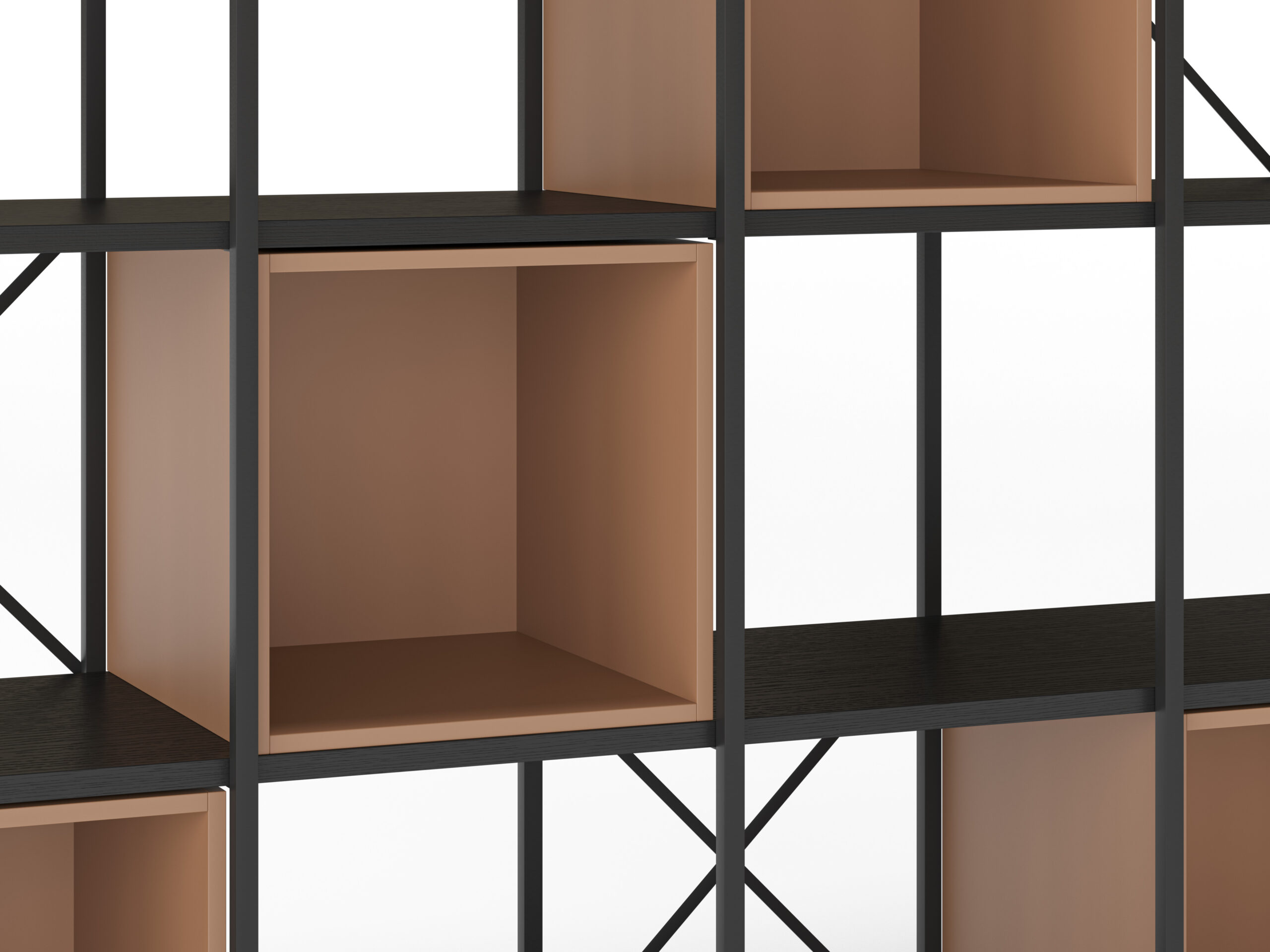 ESTANTERIA ANYA 140CM NEGRO CUBO TERRACOTA - Imagen 4