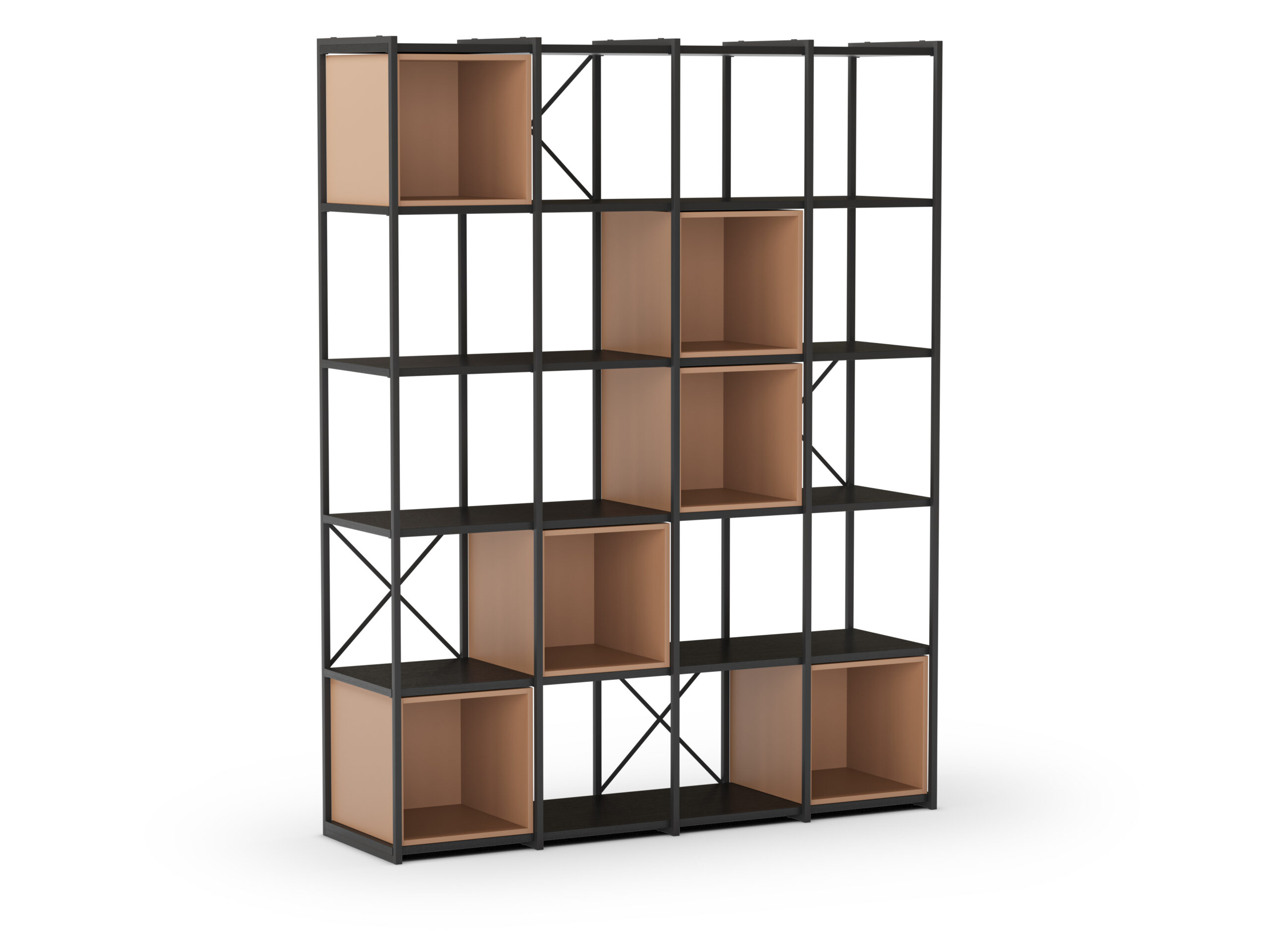 ESTANTERIA ANYA 140CM NEGRO CUBO TERRACOTA